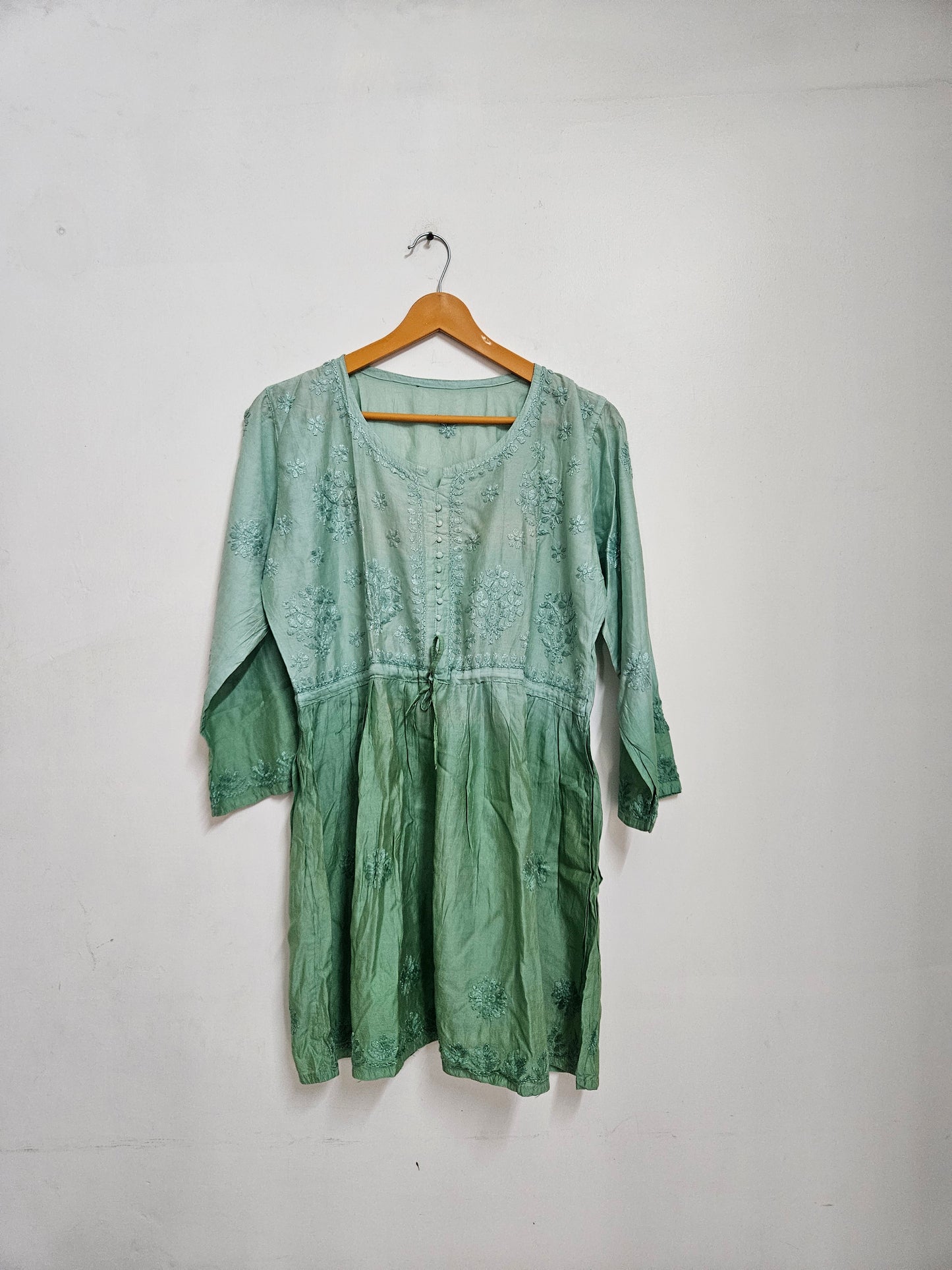 Ombre chanderi chikan frock