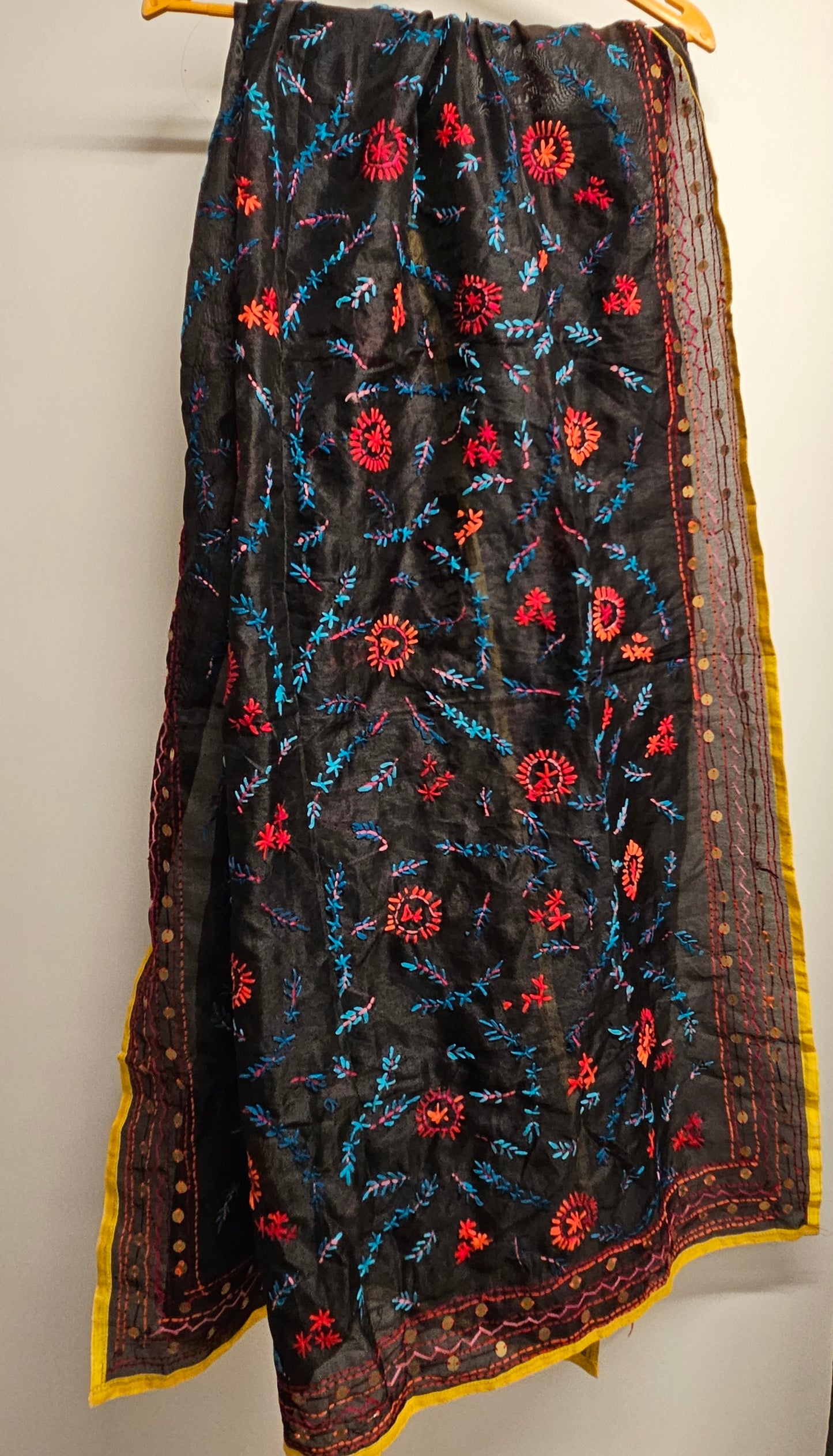 Chanderi silk phulkari dupatta