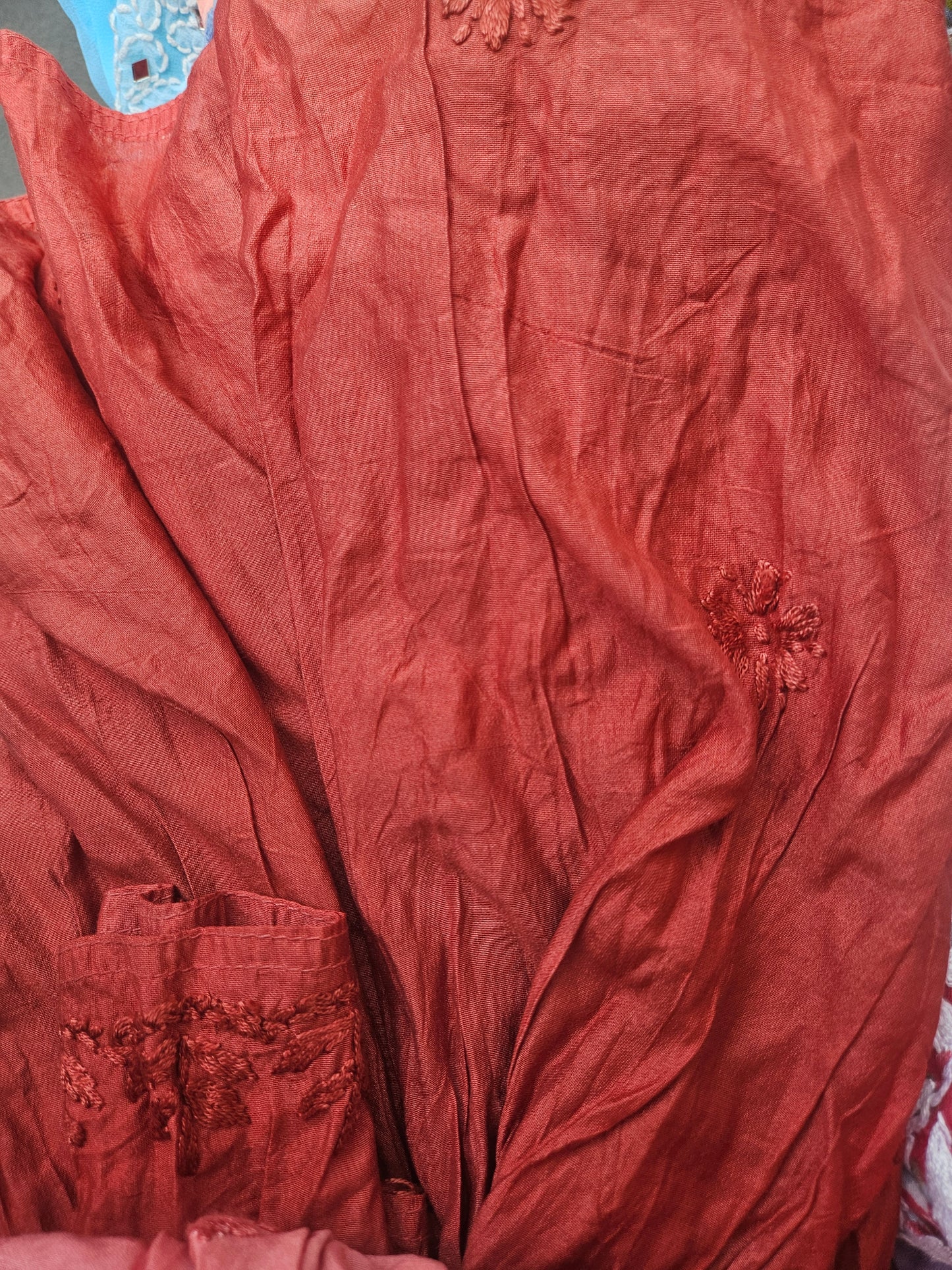 Ombre chanderi chikan frock