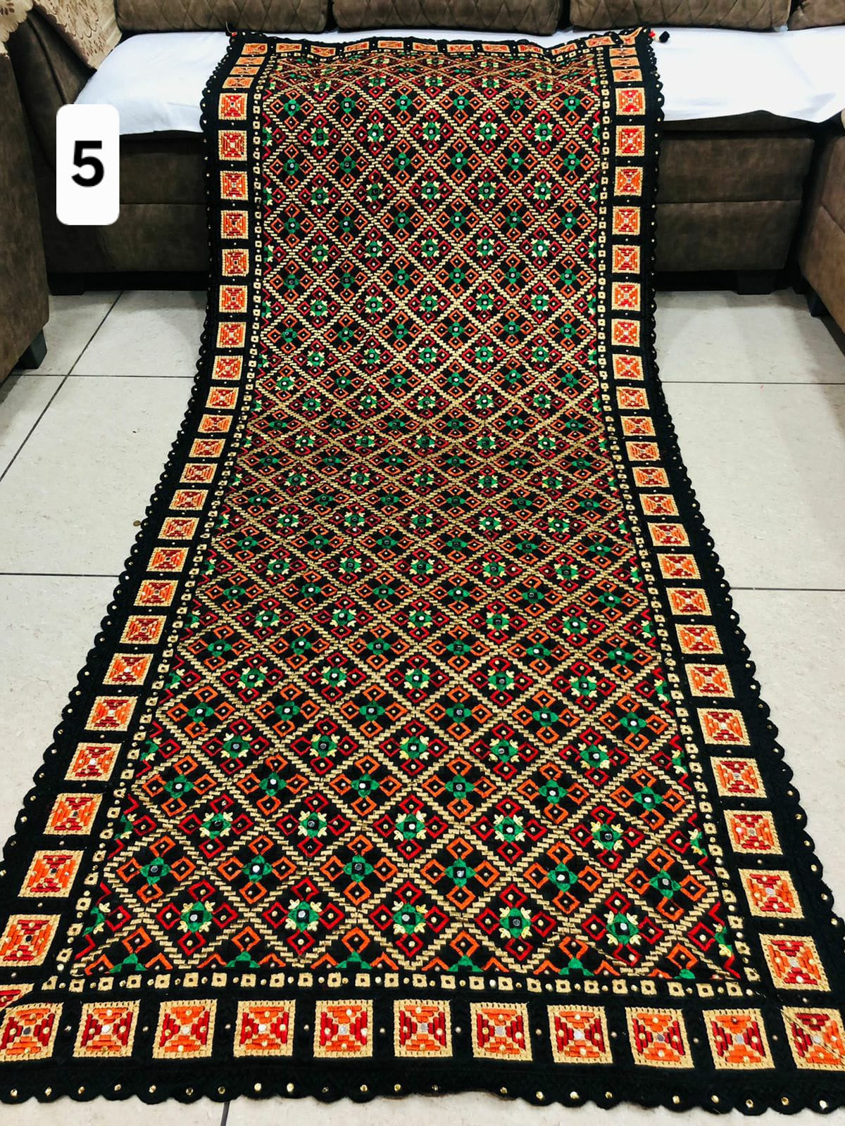 Black festive phulkari dupattas