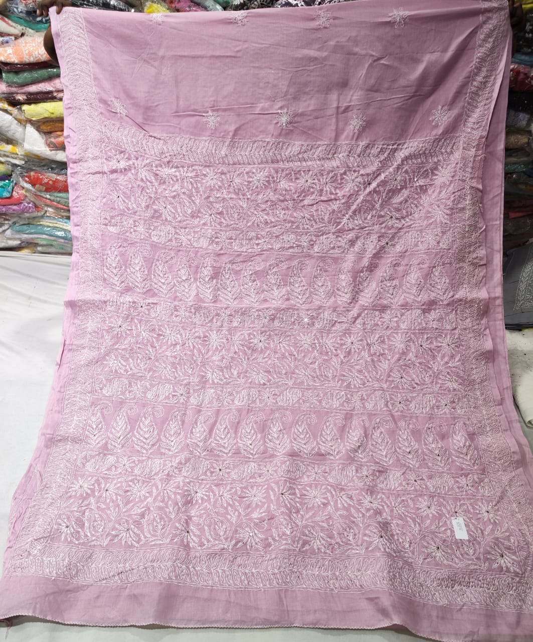 Mukaish work chikankari saree