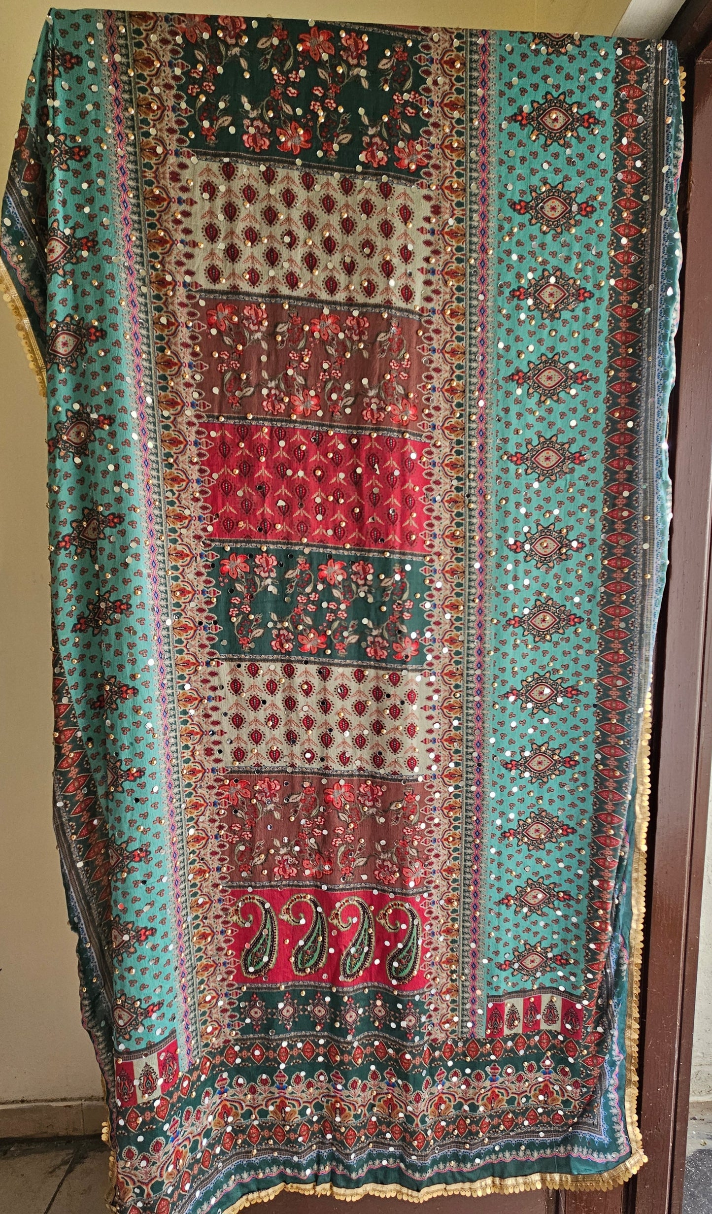 Mirror work Chinon Dupatta