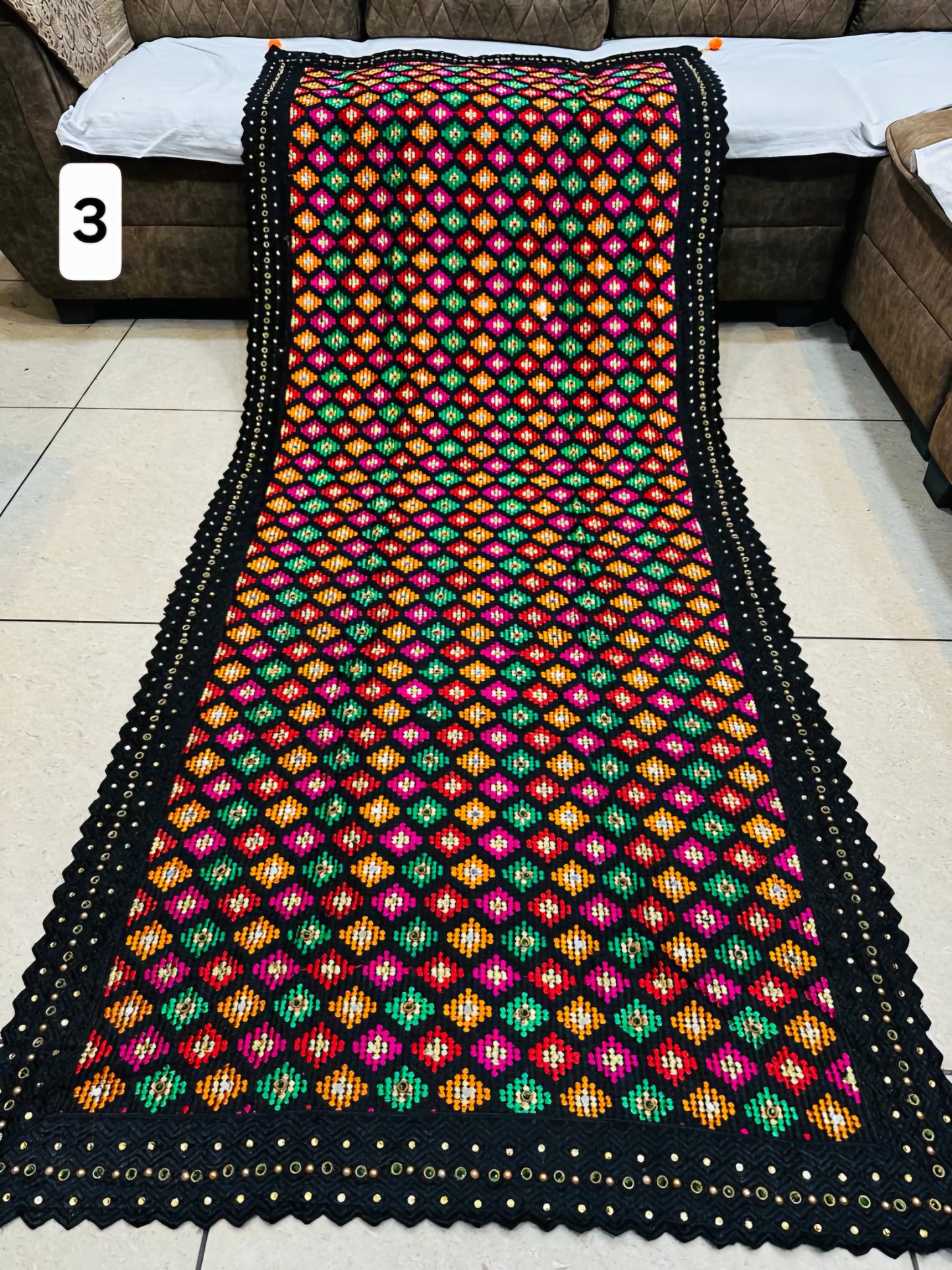 Black festive phulkari dupattas