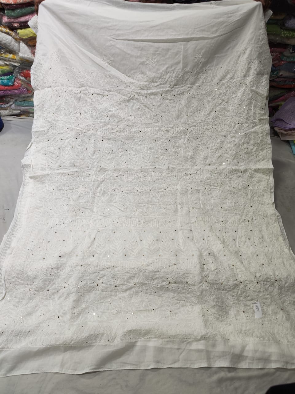 Mukaish work chikankari saree