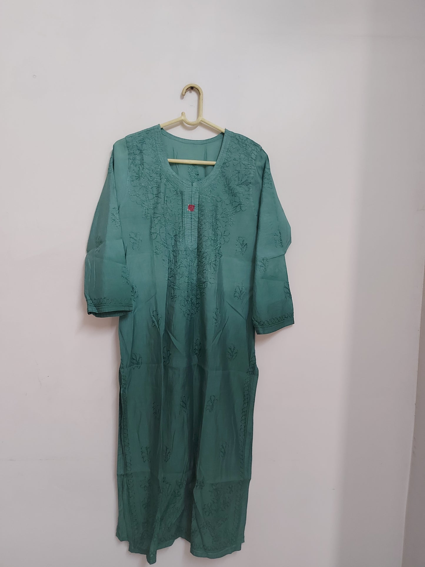 Ombre chanderi hand embroidered chikan kurti