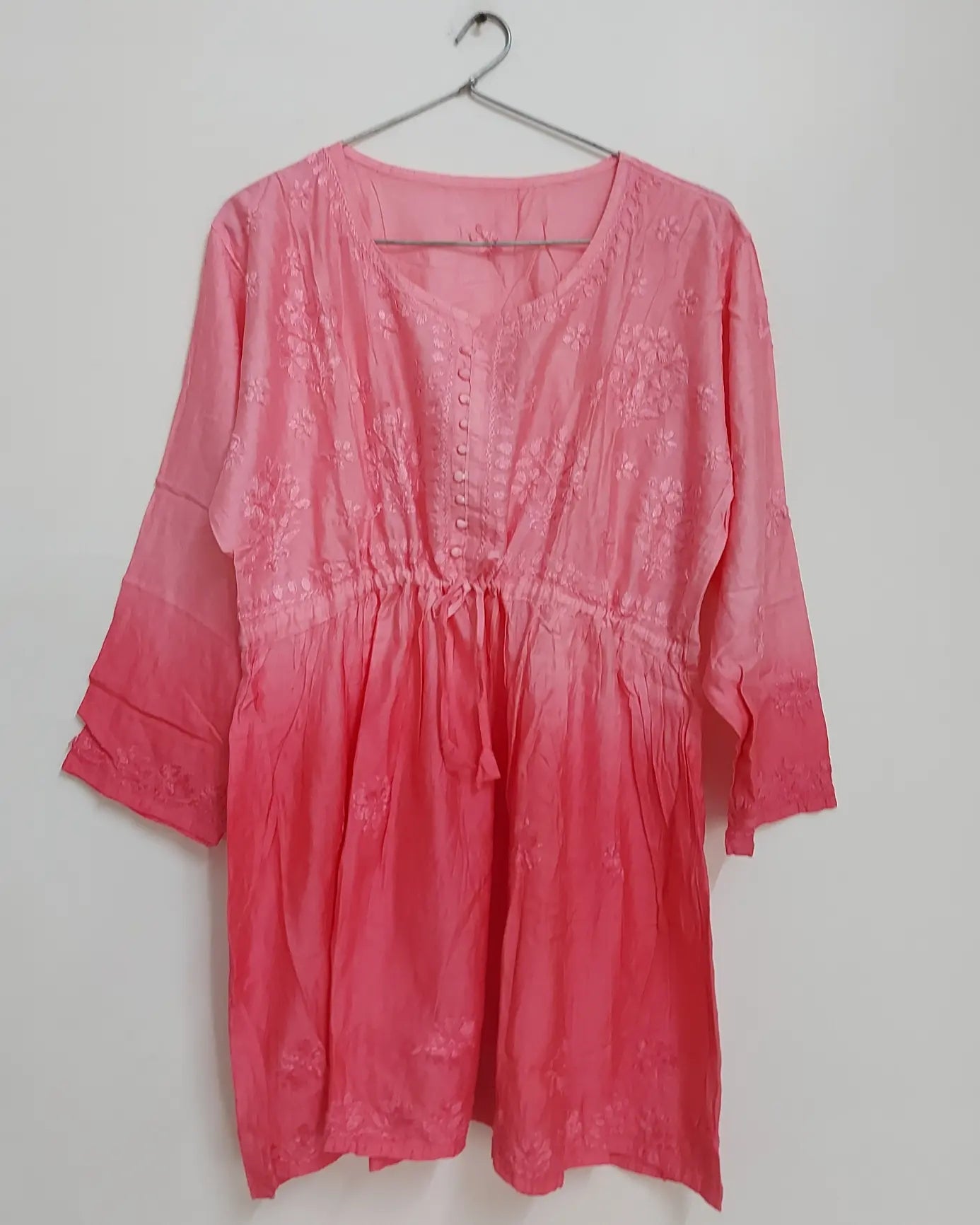 Ombre chanderi chikan frock