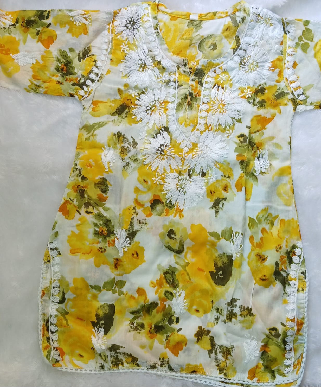 Mul cotton floral kids chikan set