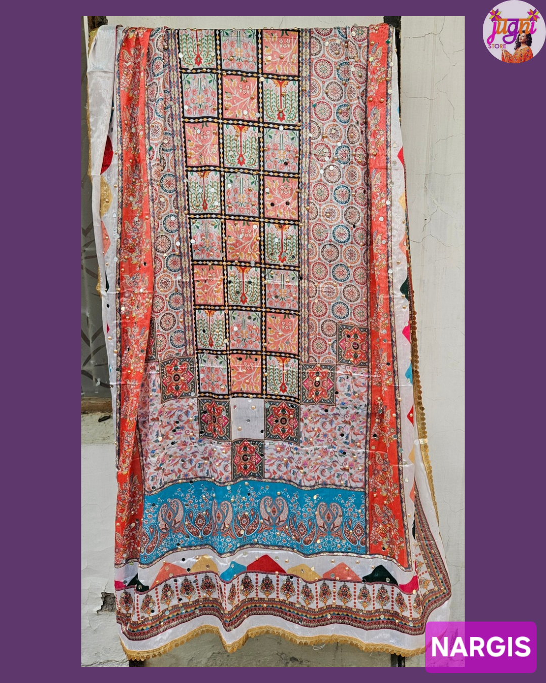 Mirror work Chinon Dupatta