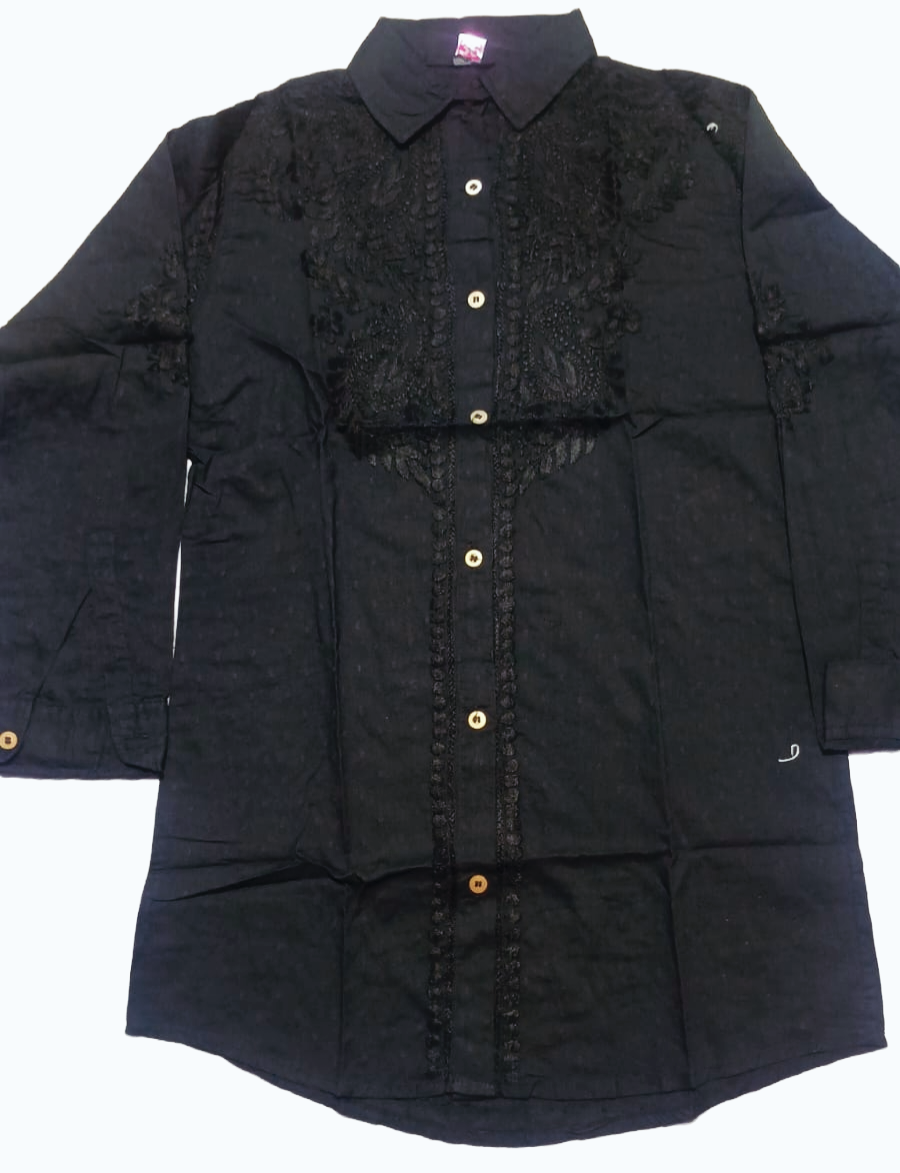 Dobby cotton chikan shirt