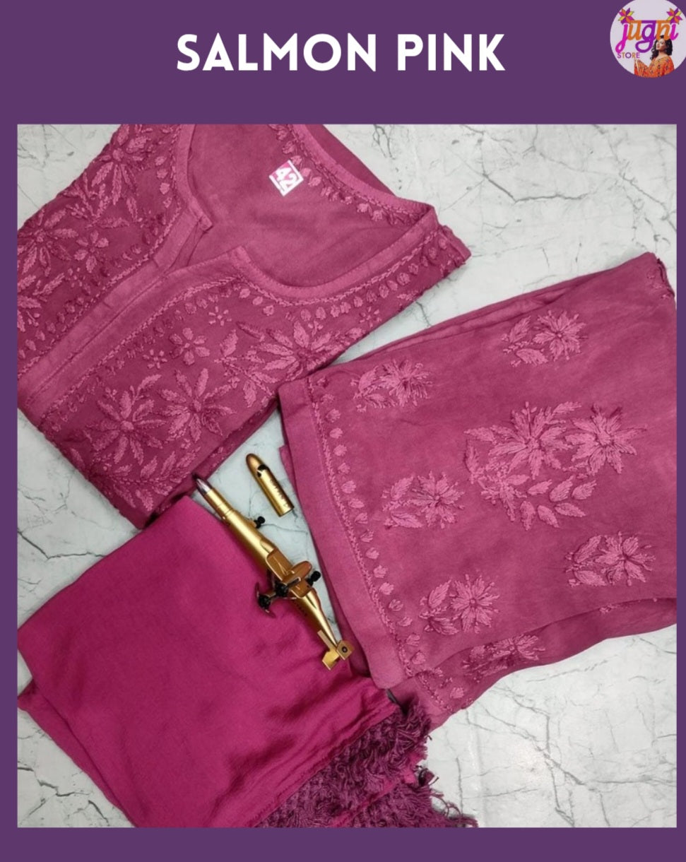 Premium rayon chikankari set