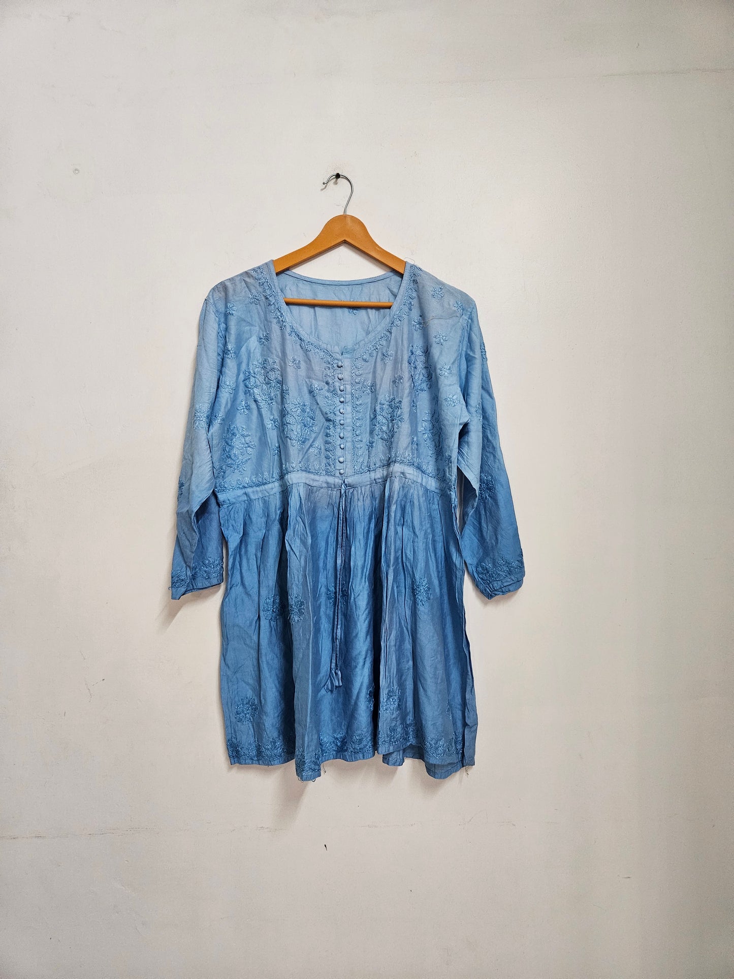 Ombre chanderi chikan frock