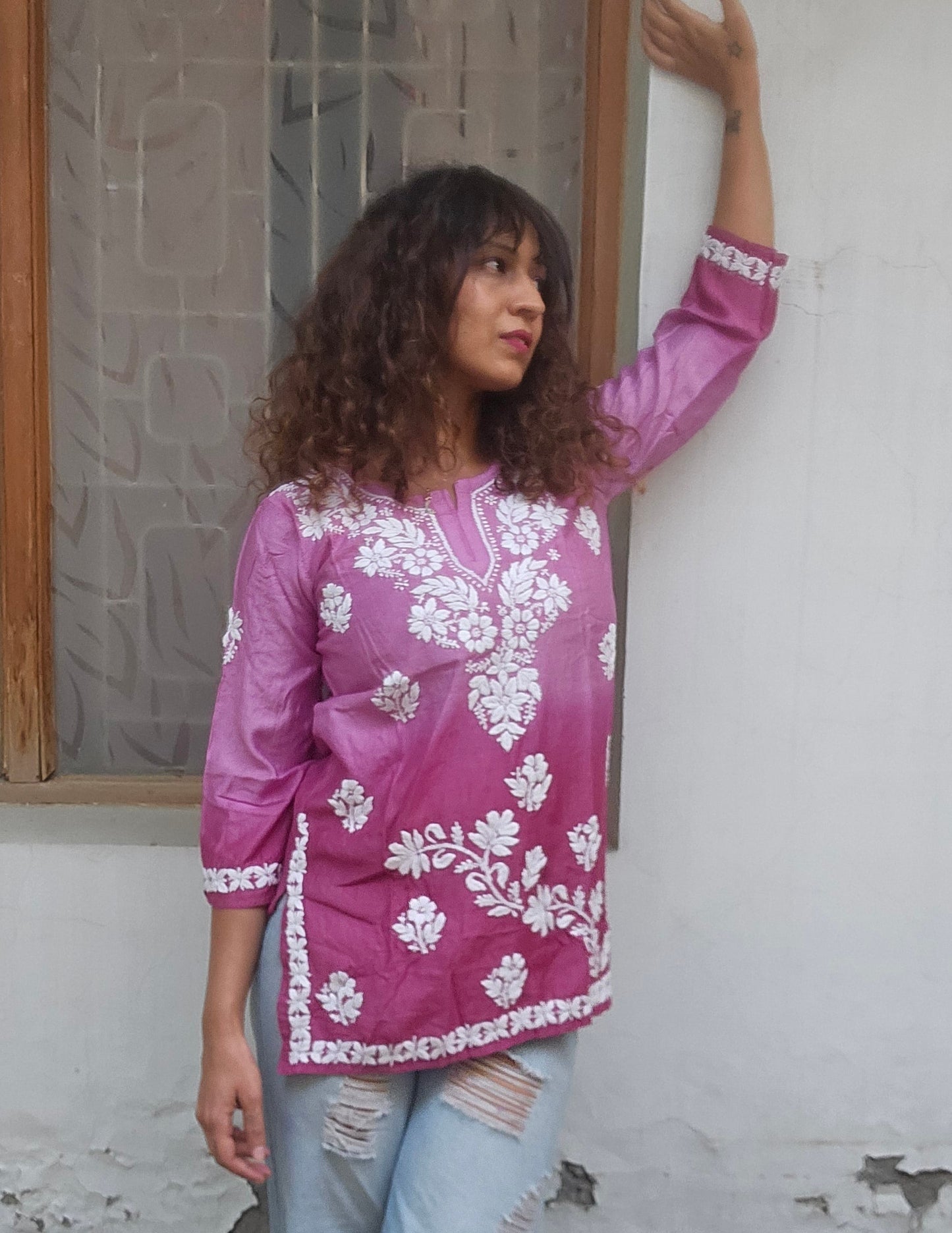 Chanderi ombre short tops
