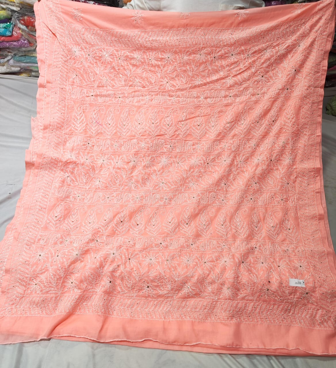 Mukaish work chikankari saree