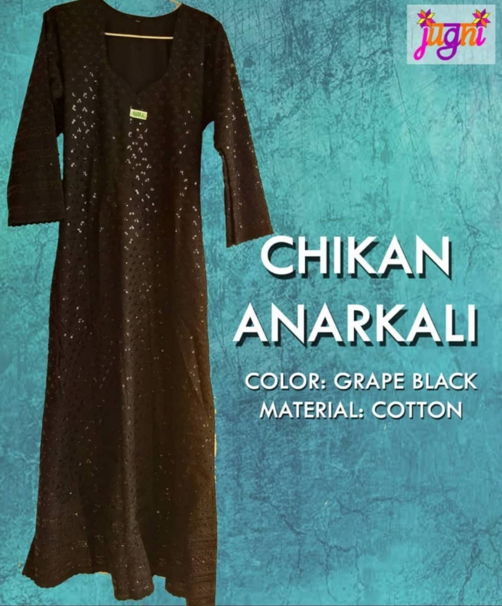 Sequinned chikan anarkali