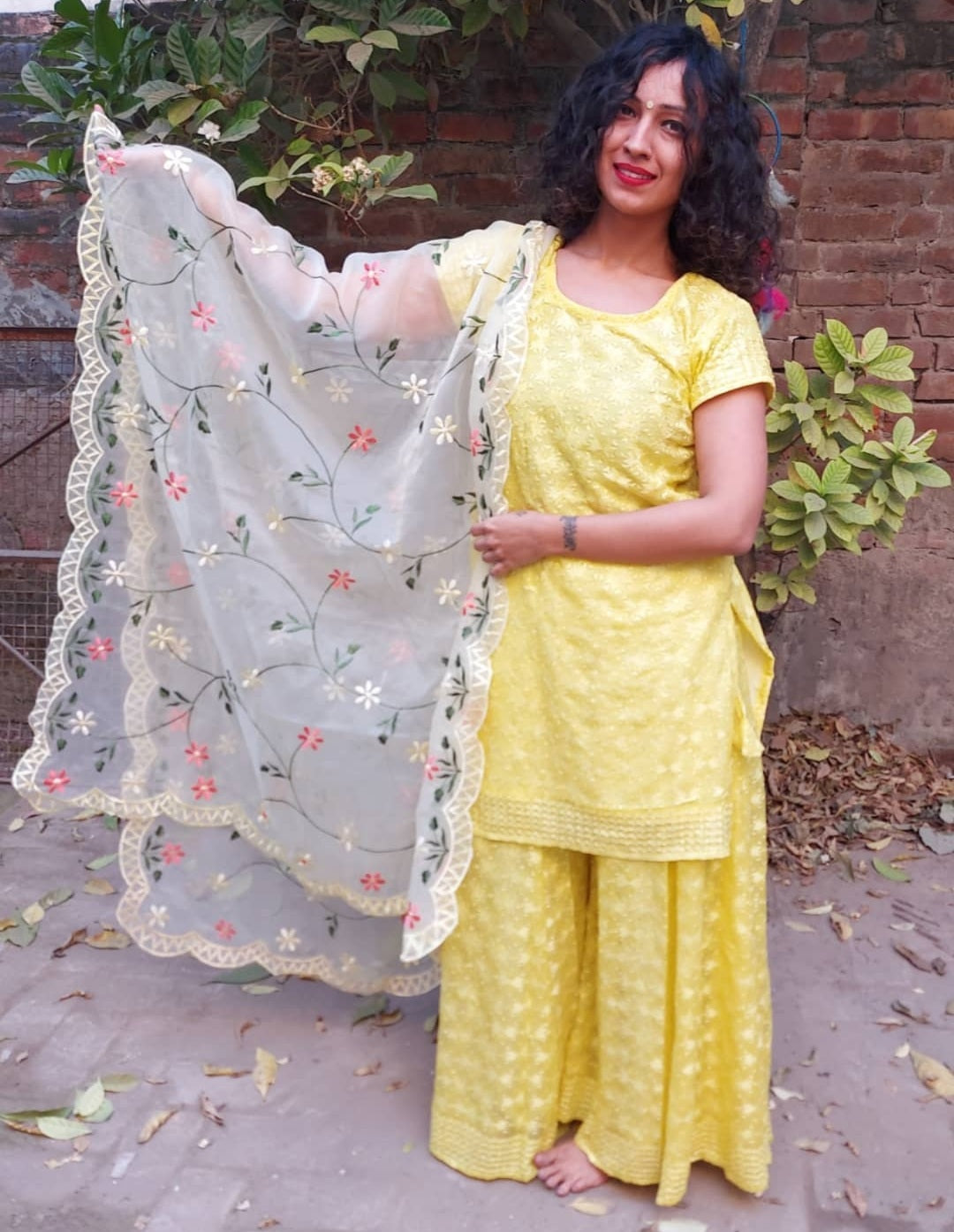 Phulkari kurti & sharara set