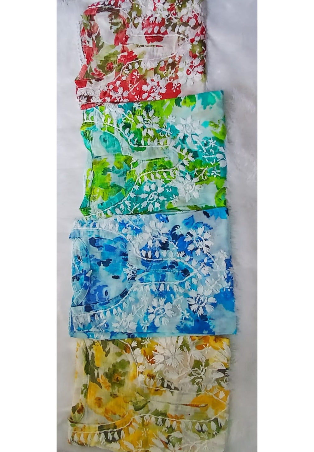 Mul cotton floral kids chikan set