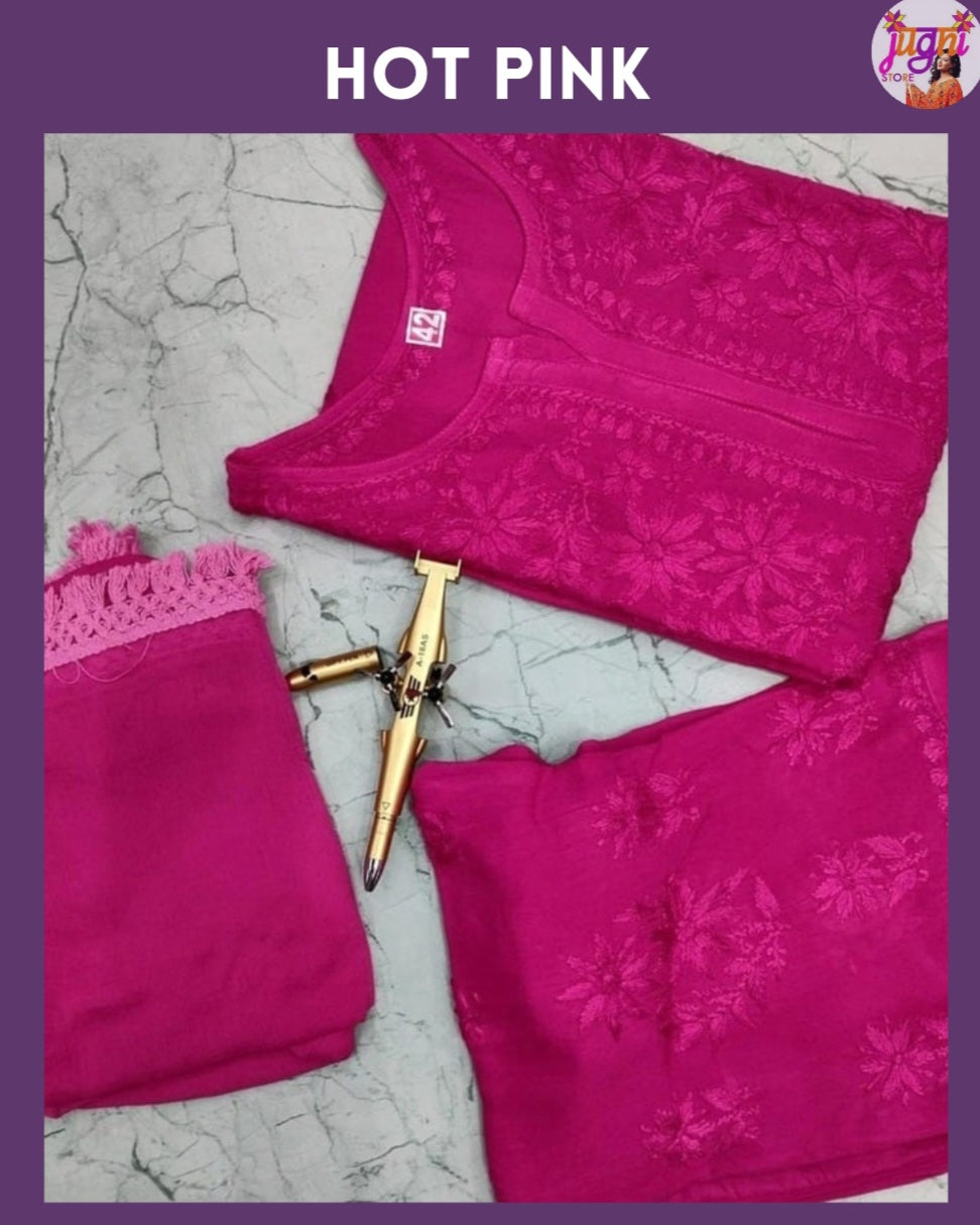 Premium rayon chikankari set