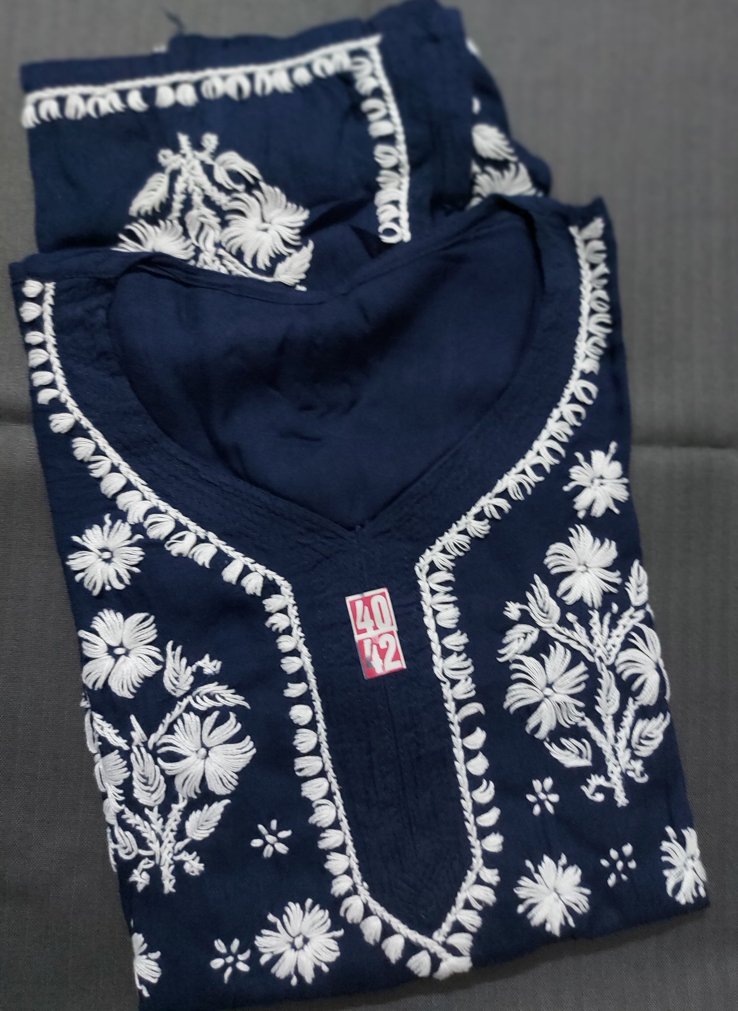 Short rayon chikan kurti