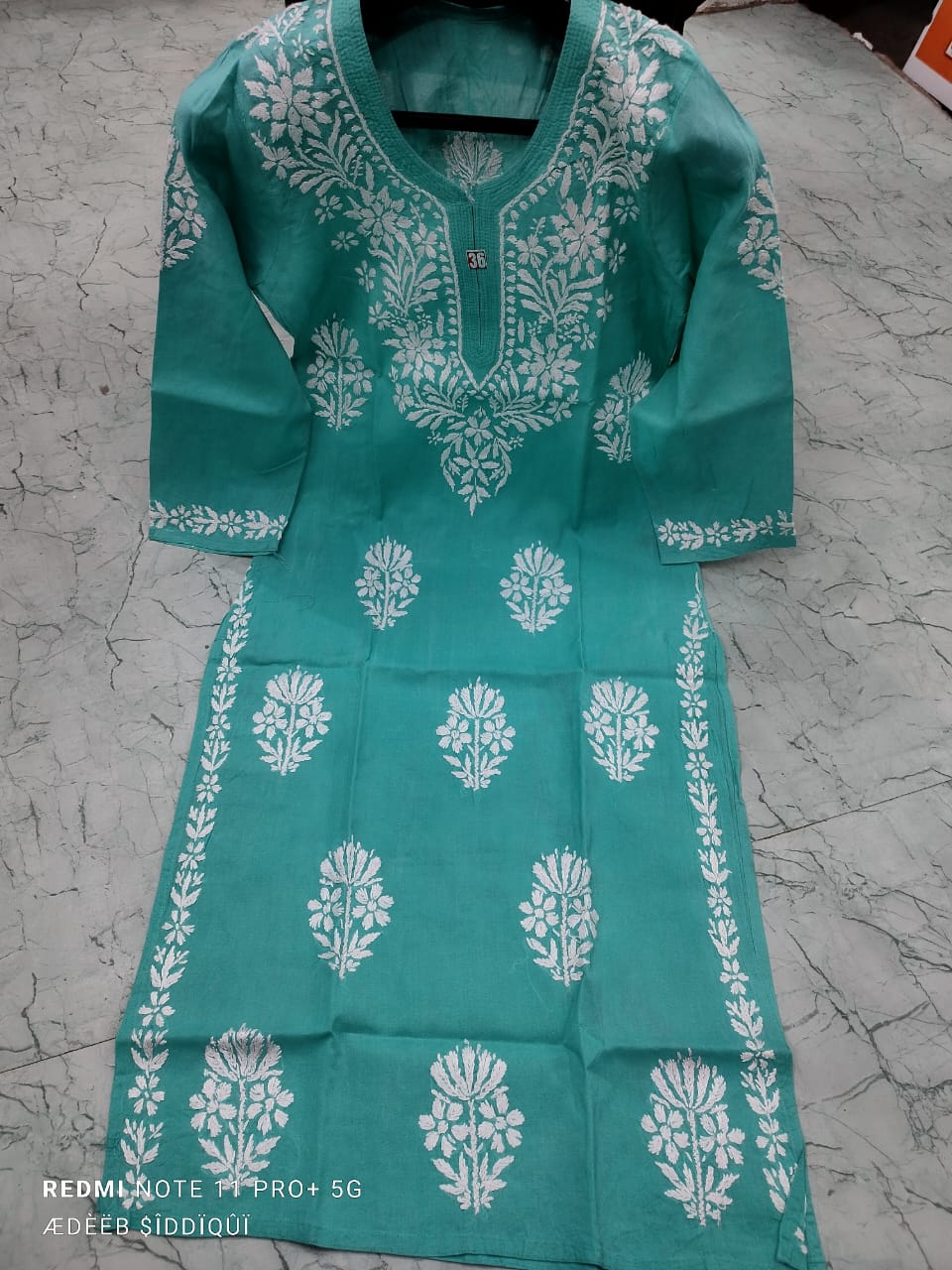 Hand embroidered cotton chikan kurti