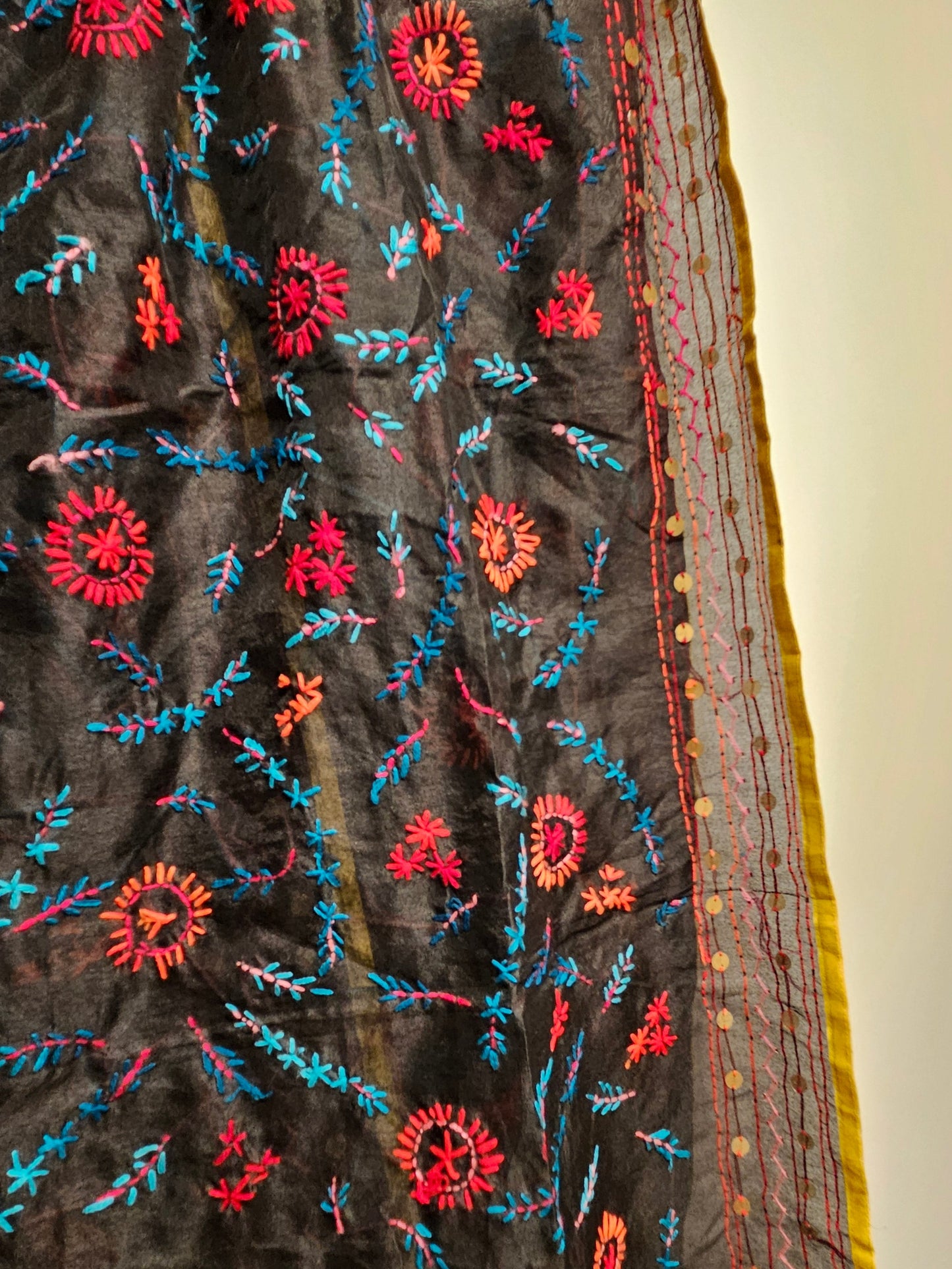 Chanderi silk phulkari dupatta