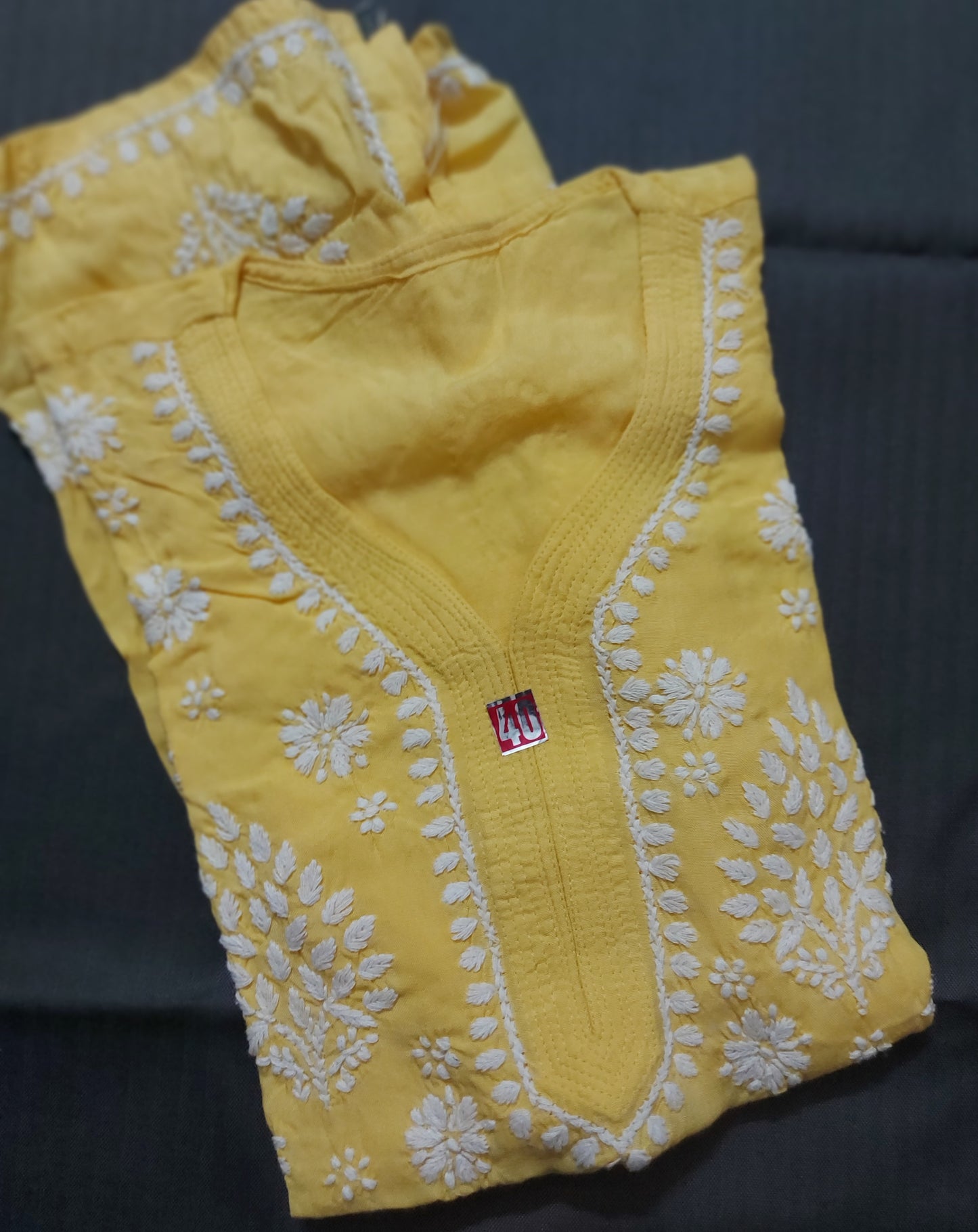 Short rayon chikan kurti