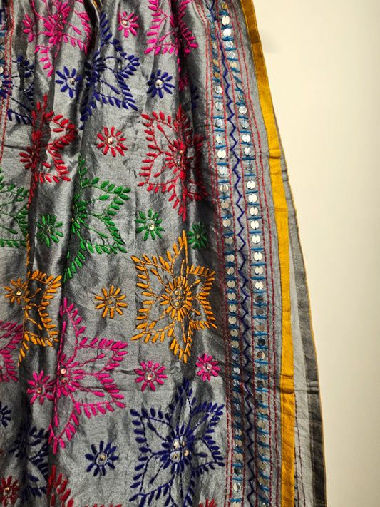 Chanderi silk phulkari dupatta