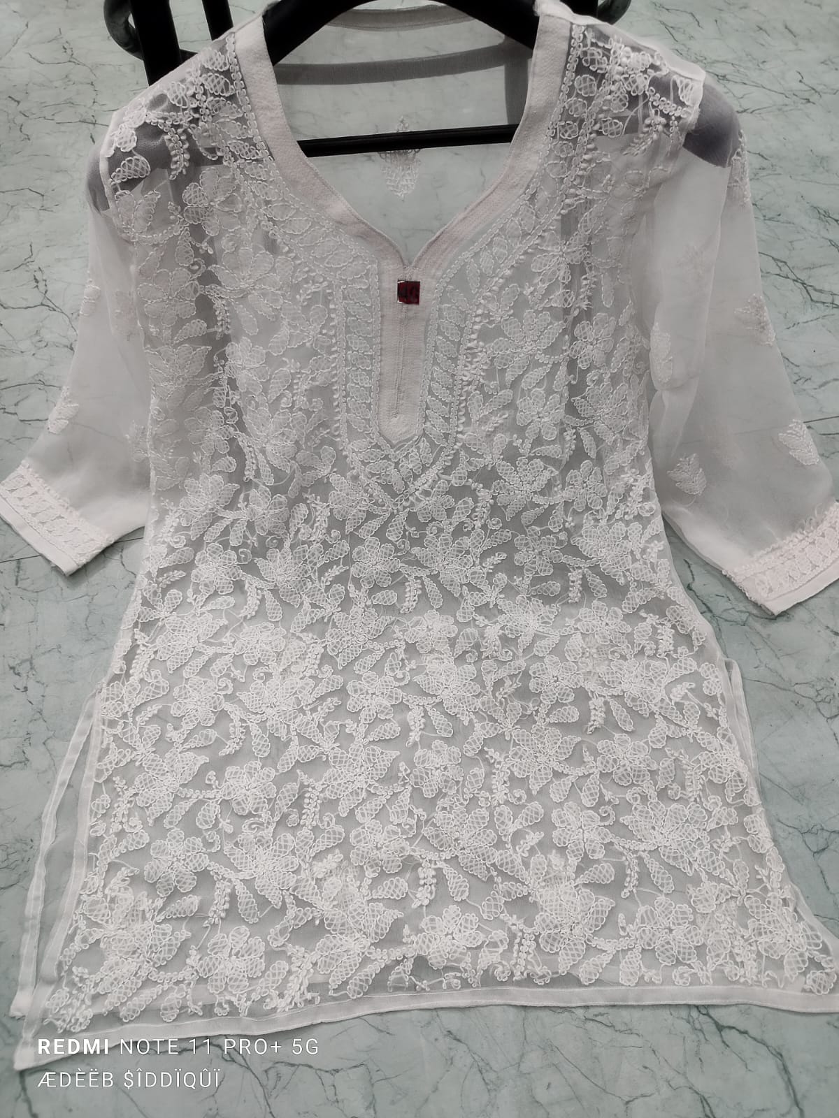 Short Chiffon Chikan Kurti