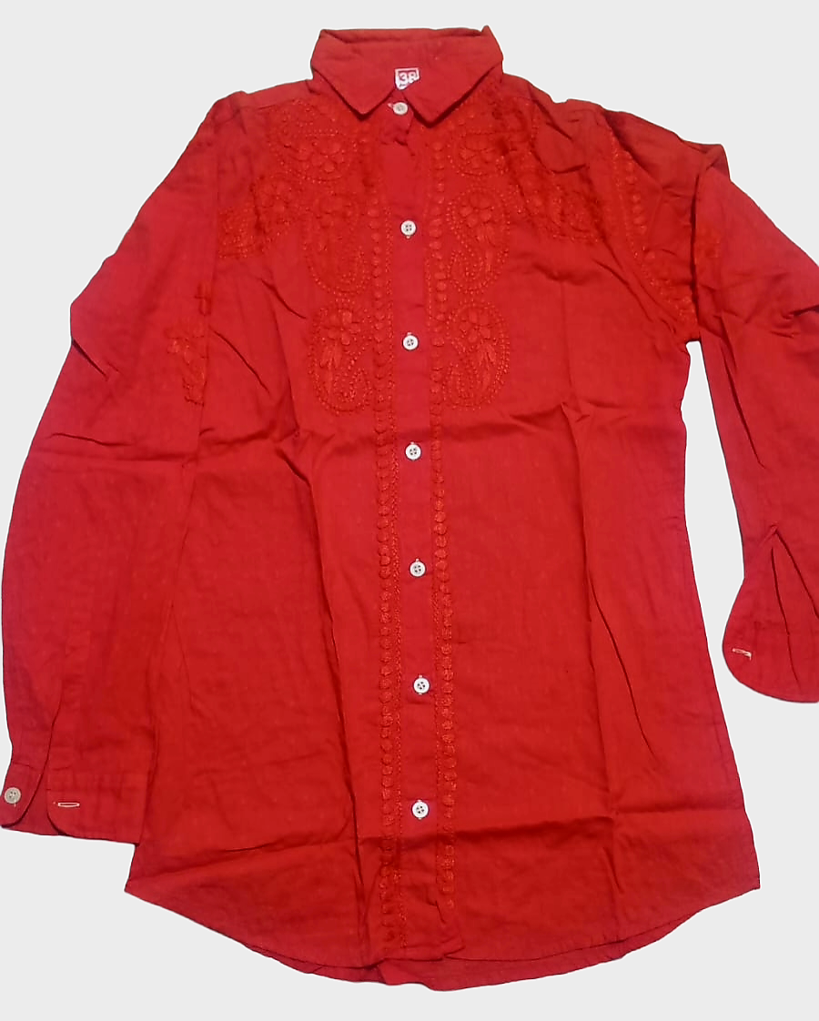 Dobby cotton chikan shirt