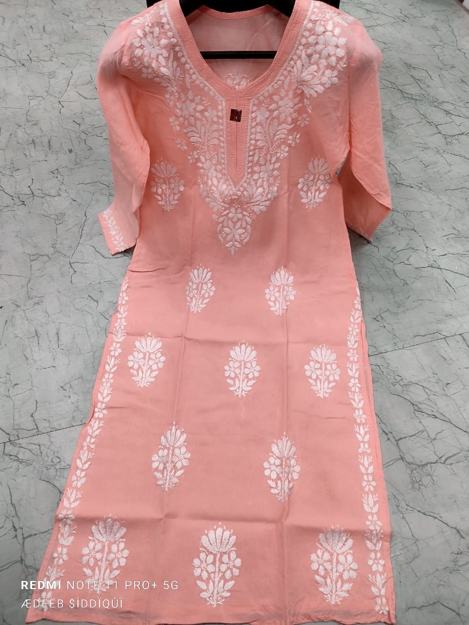 Hand embroidered cotton chikan kurti