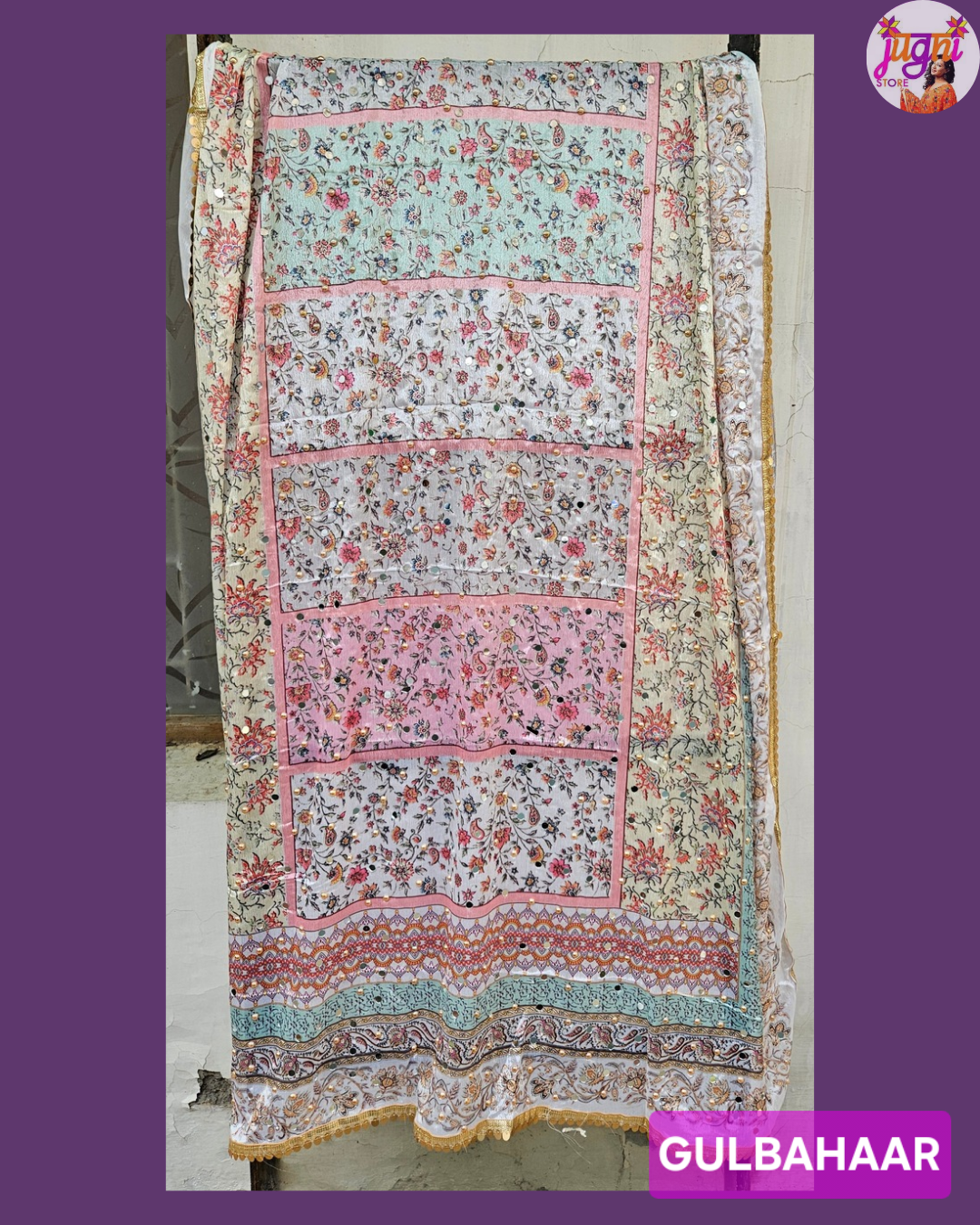 Mirror work Chinon Dupatta