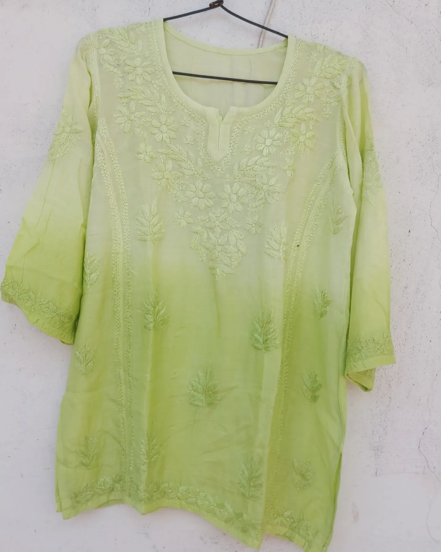 Ombre muslin short chikan kurti