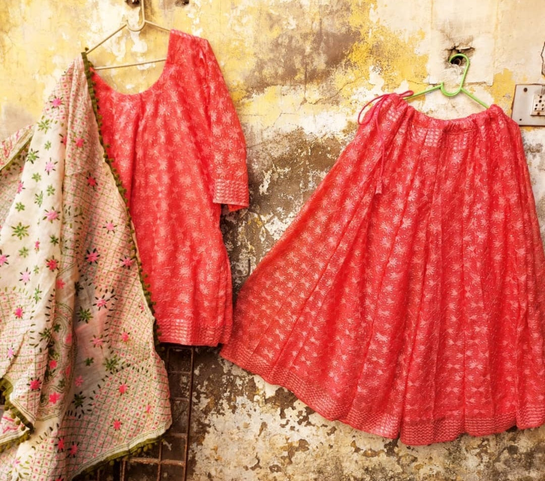 Phulkari kurti & sharara set