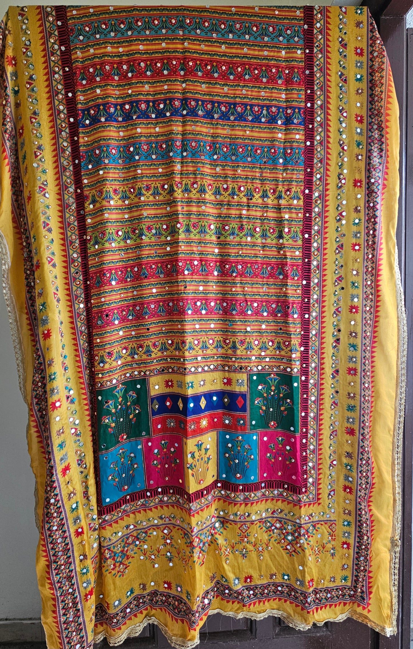 Mirror work Chinon Dupatta