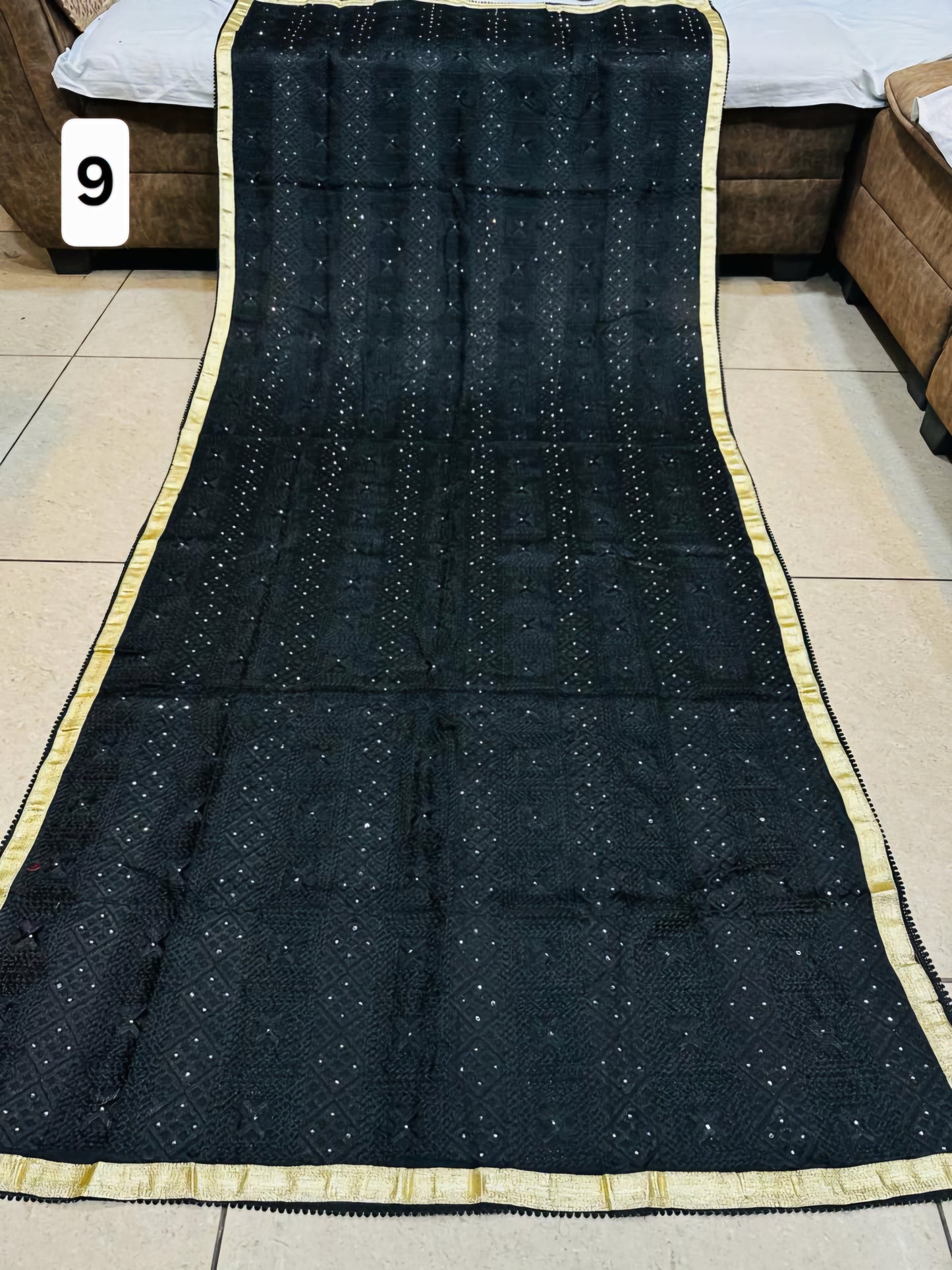 Black festive phulkari dupattas