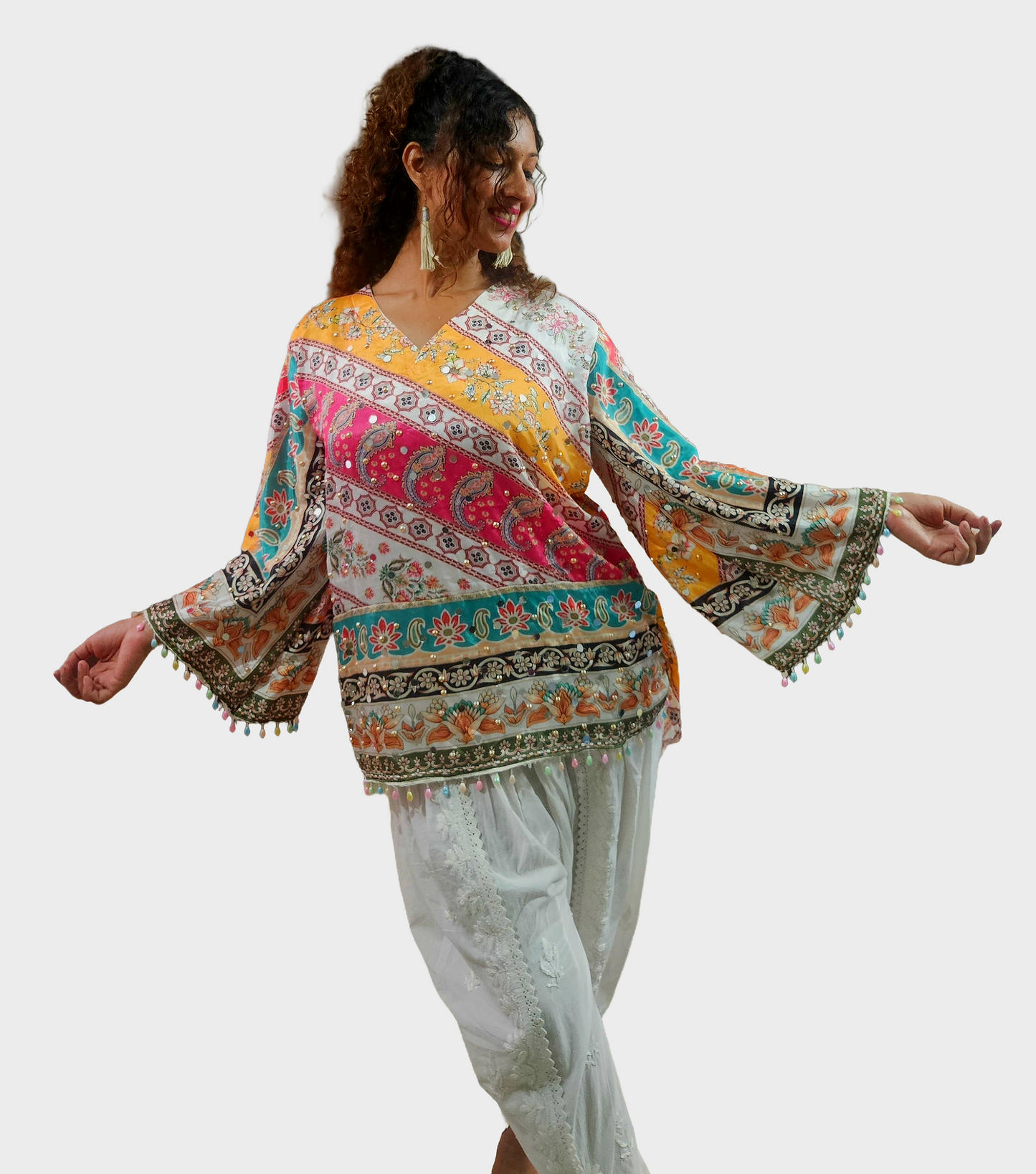 Bell sleeved chamkeeli top