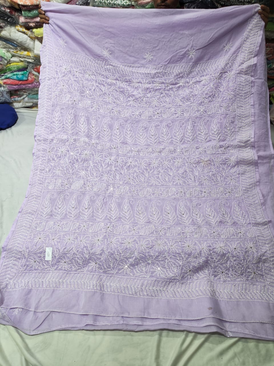 Mukaish work chikankari saree