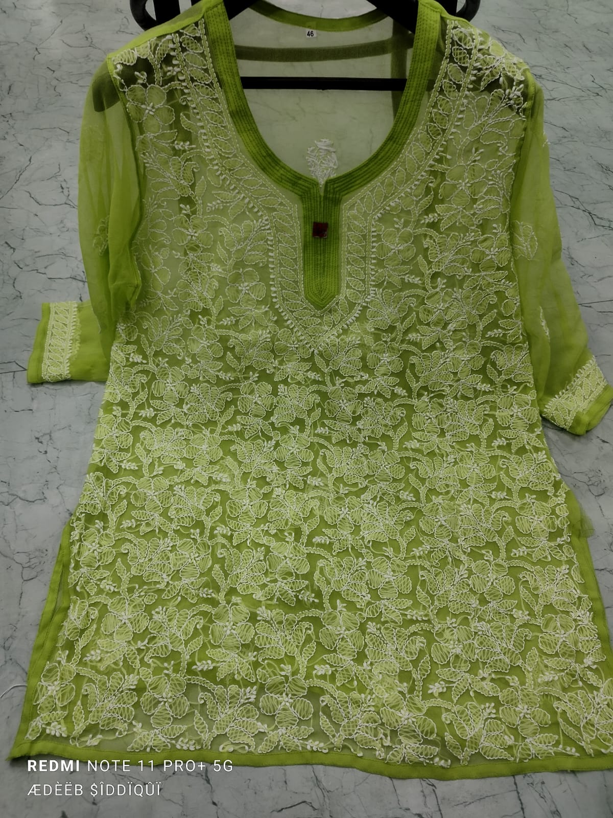 Short Chiffon Chikan Kurti