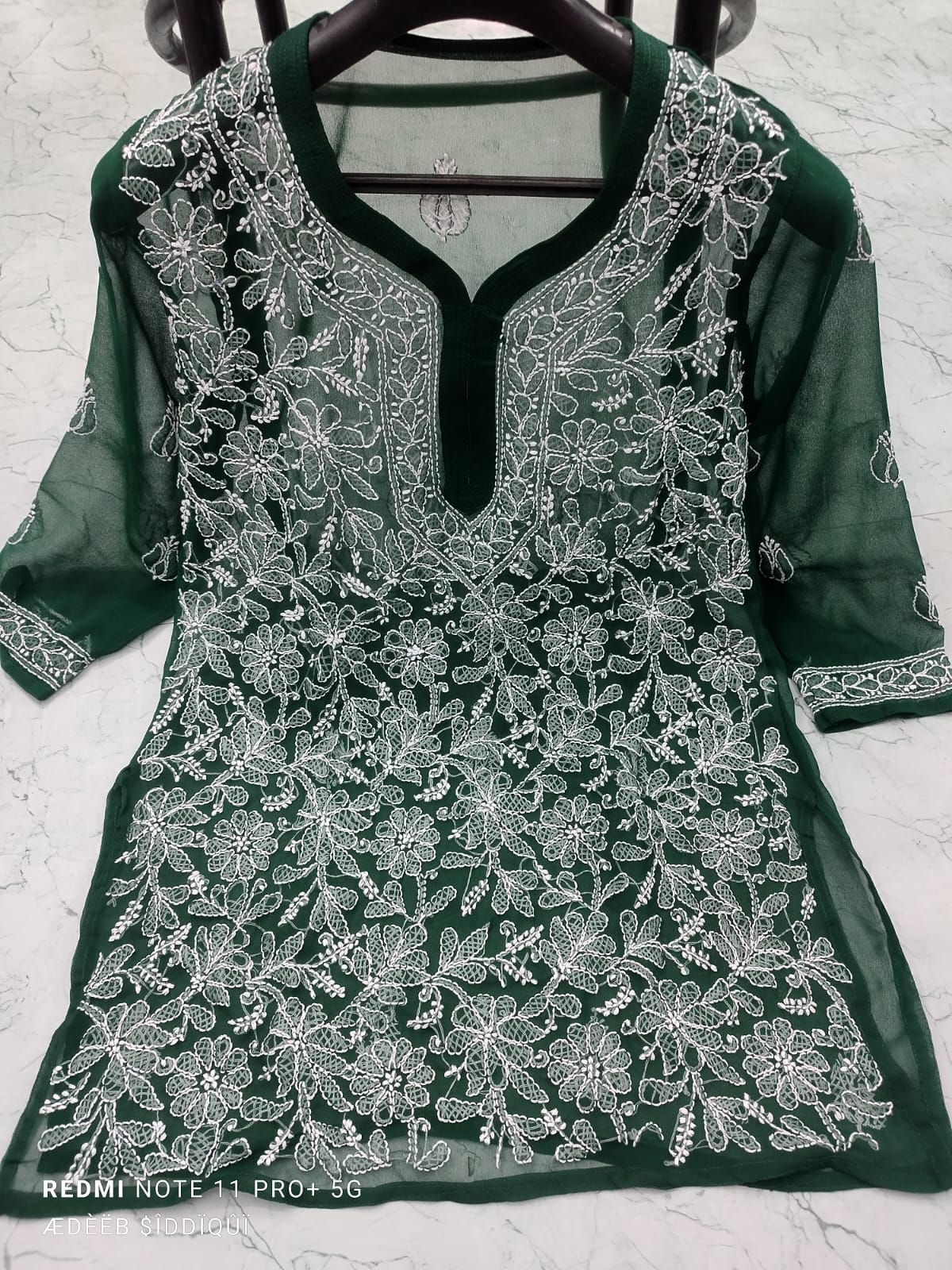 Short Chiffon Chikan Kurti