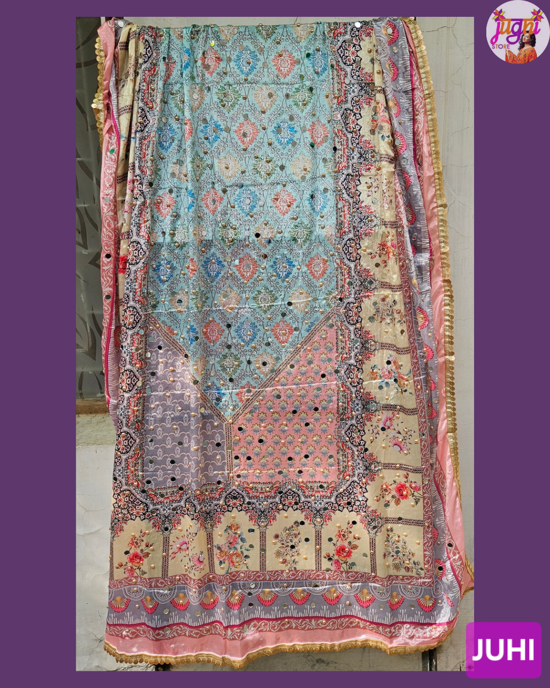 Mirror work Chinon Dupatta
