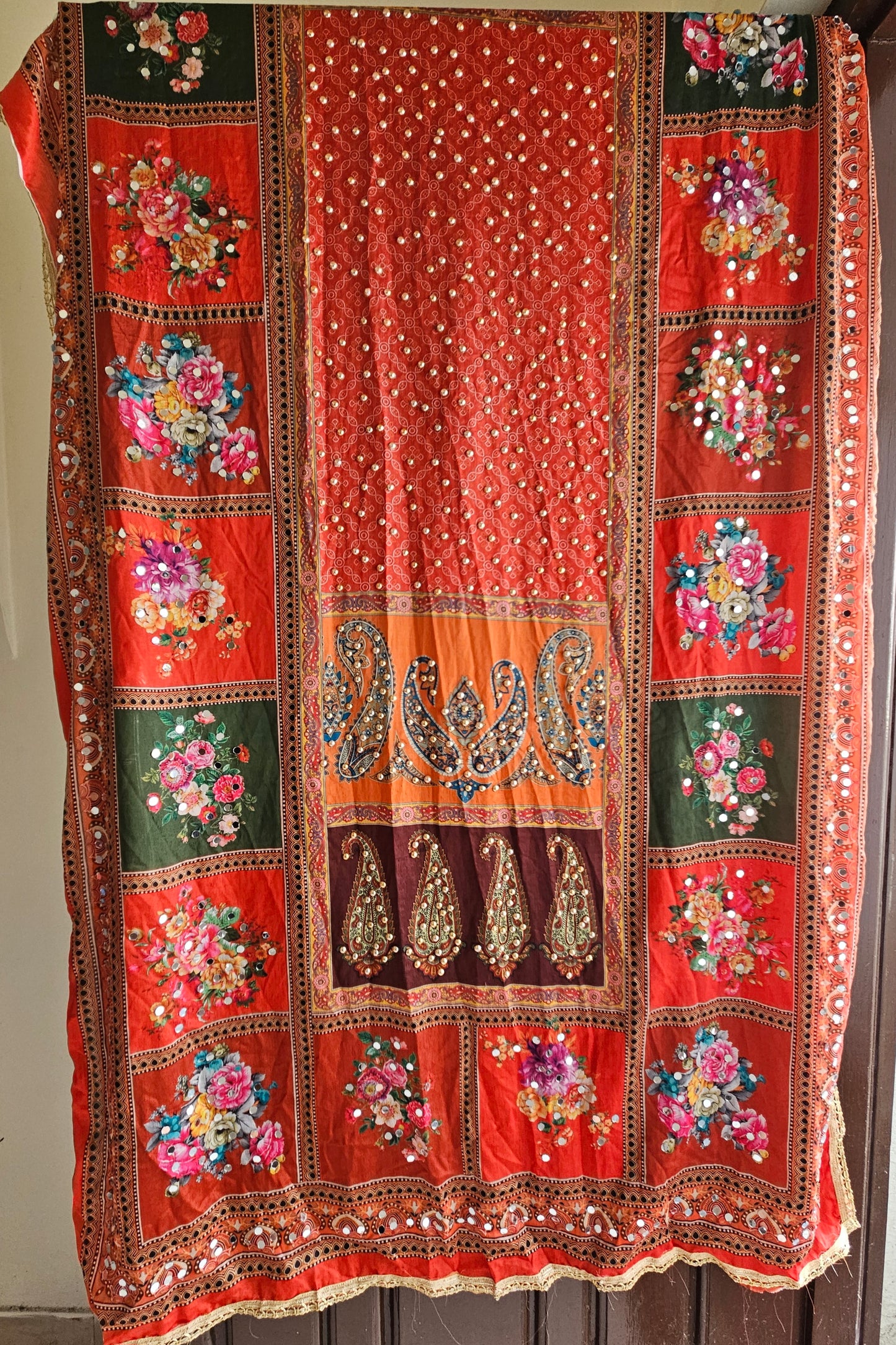 Mirror work Chinon Dupatta
