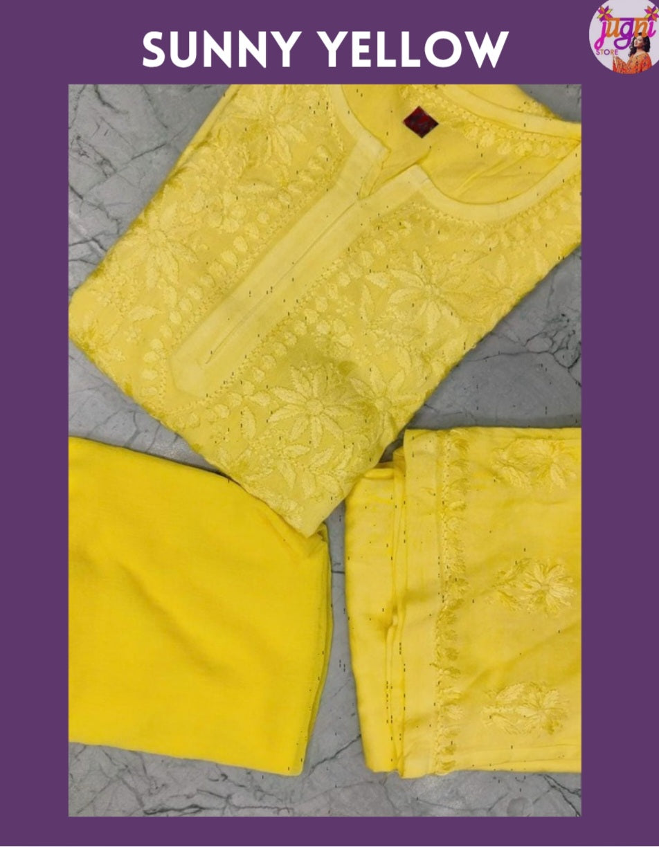 Premium rayon chikankari set