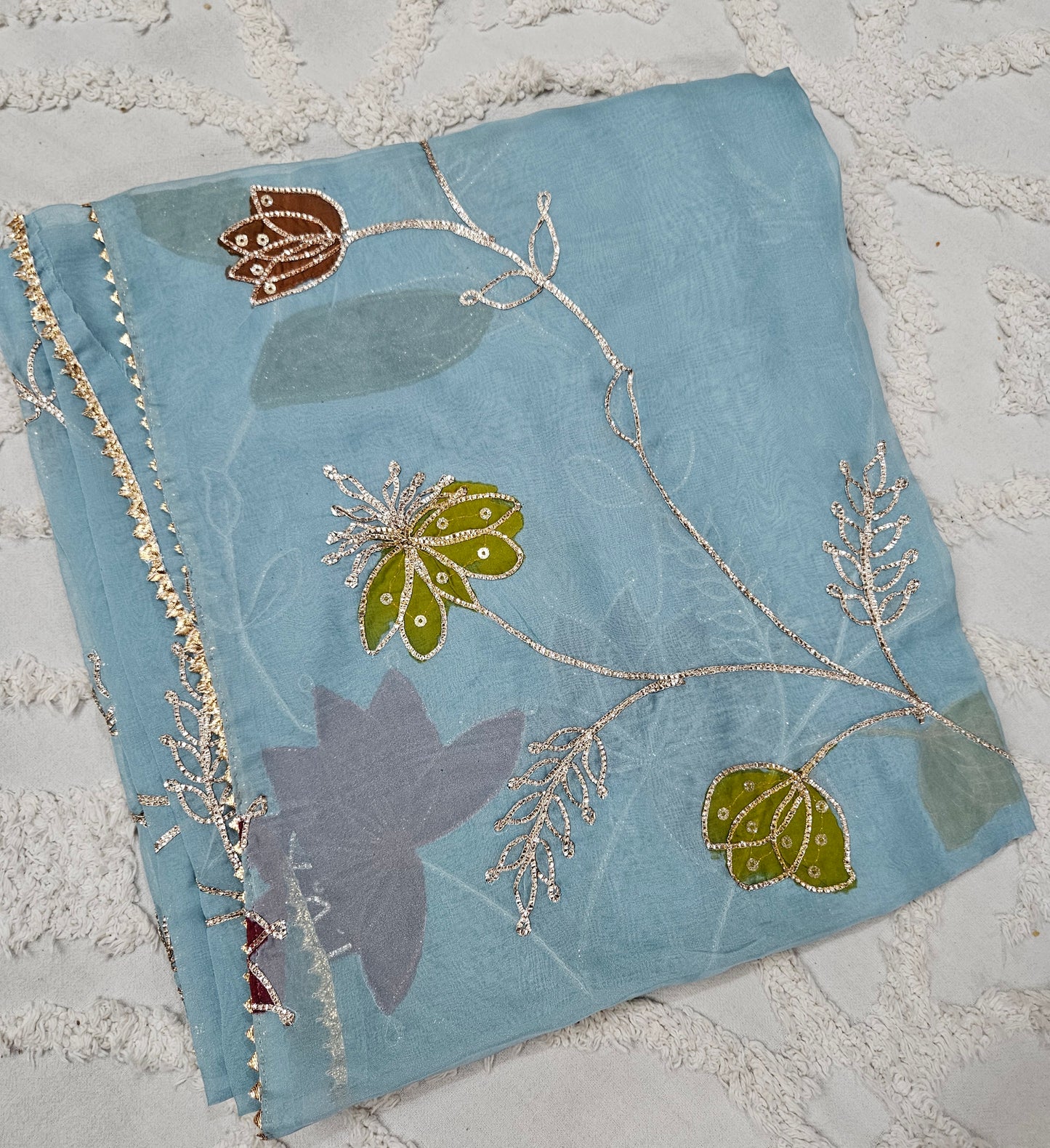 Hand painted crepe dupatta