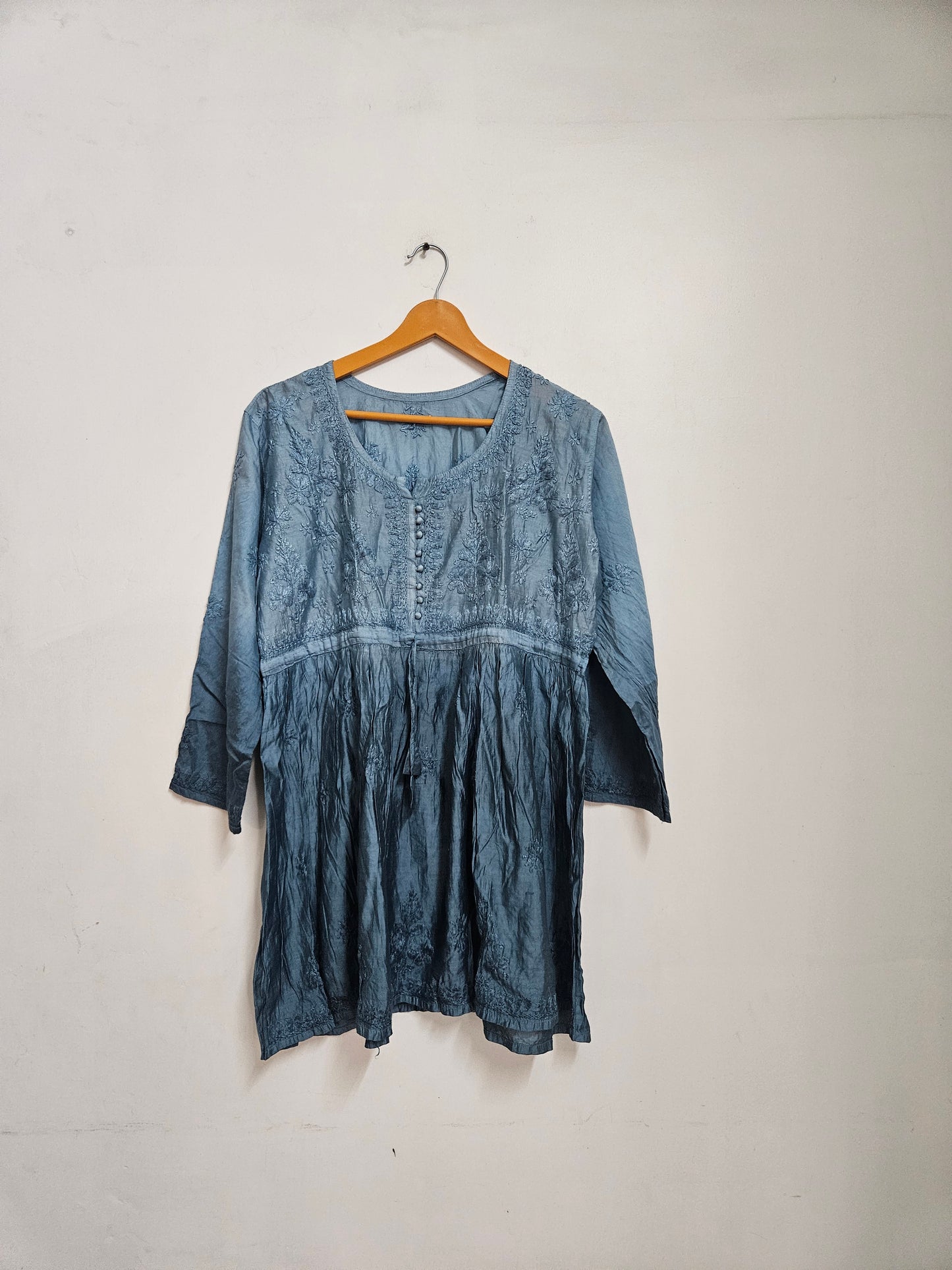 Ombre chanderi chikan frock