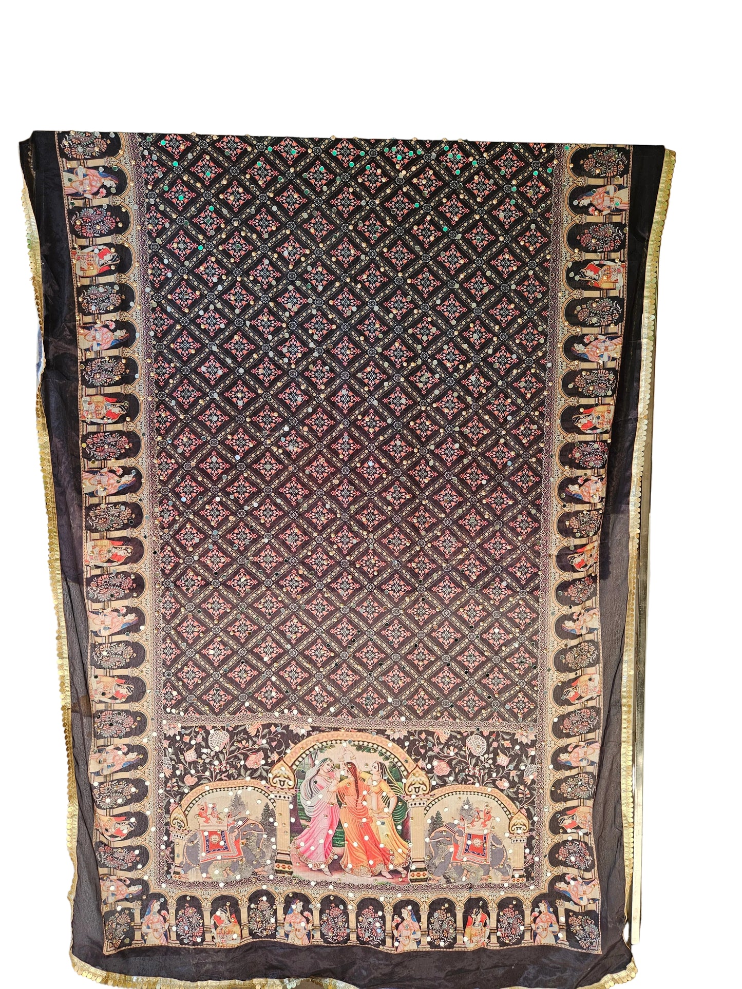 Mirror work Chinon Dupatta
