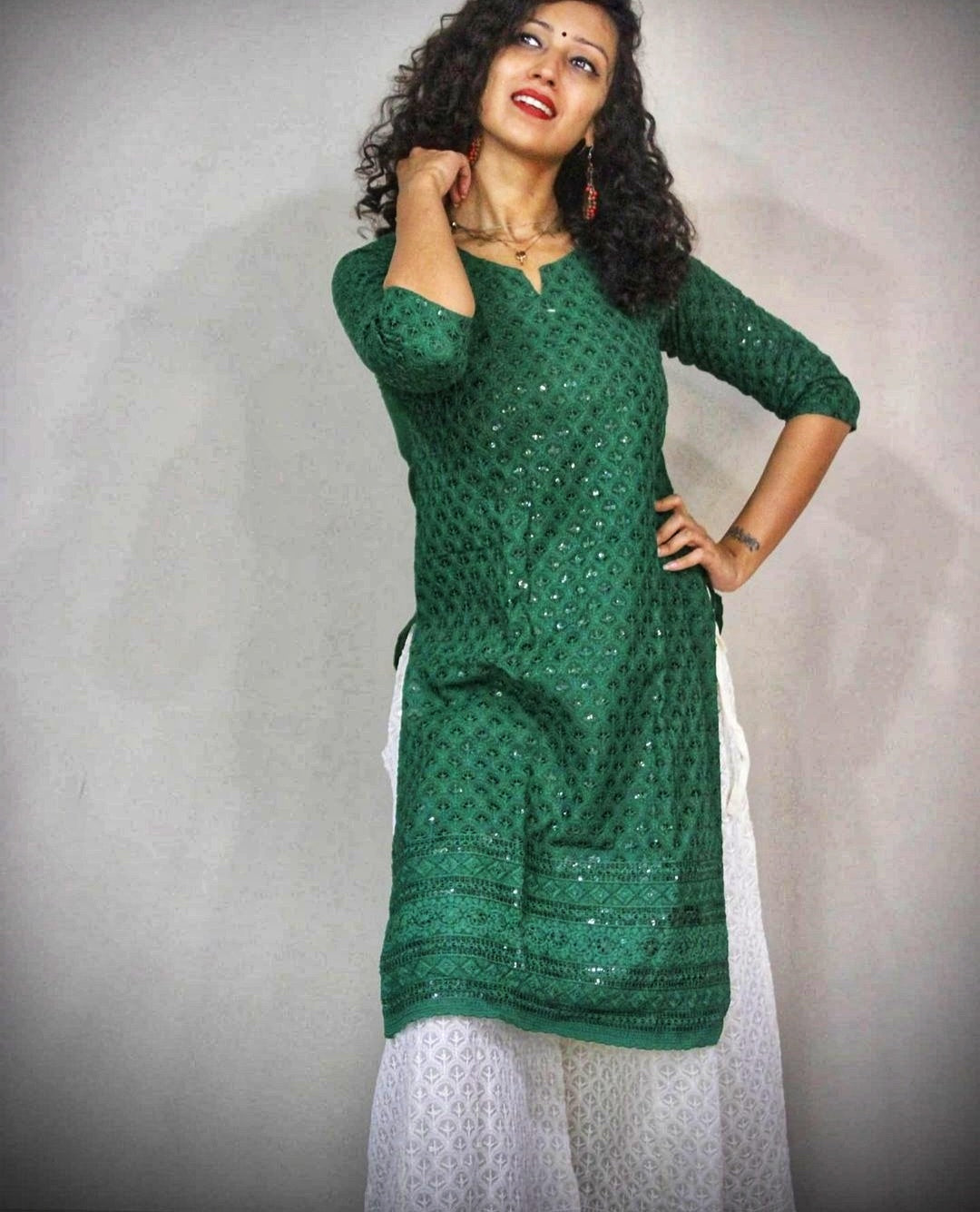 Chikan sequin kurti