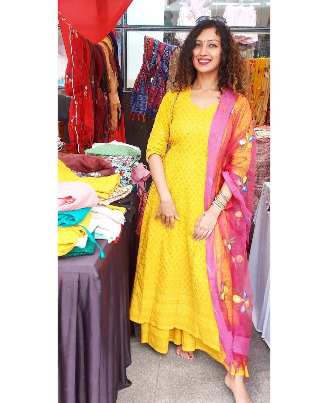 Sequinned chikan anarkali