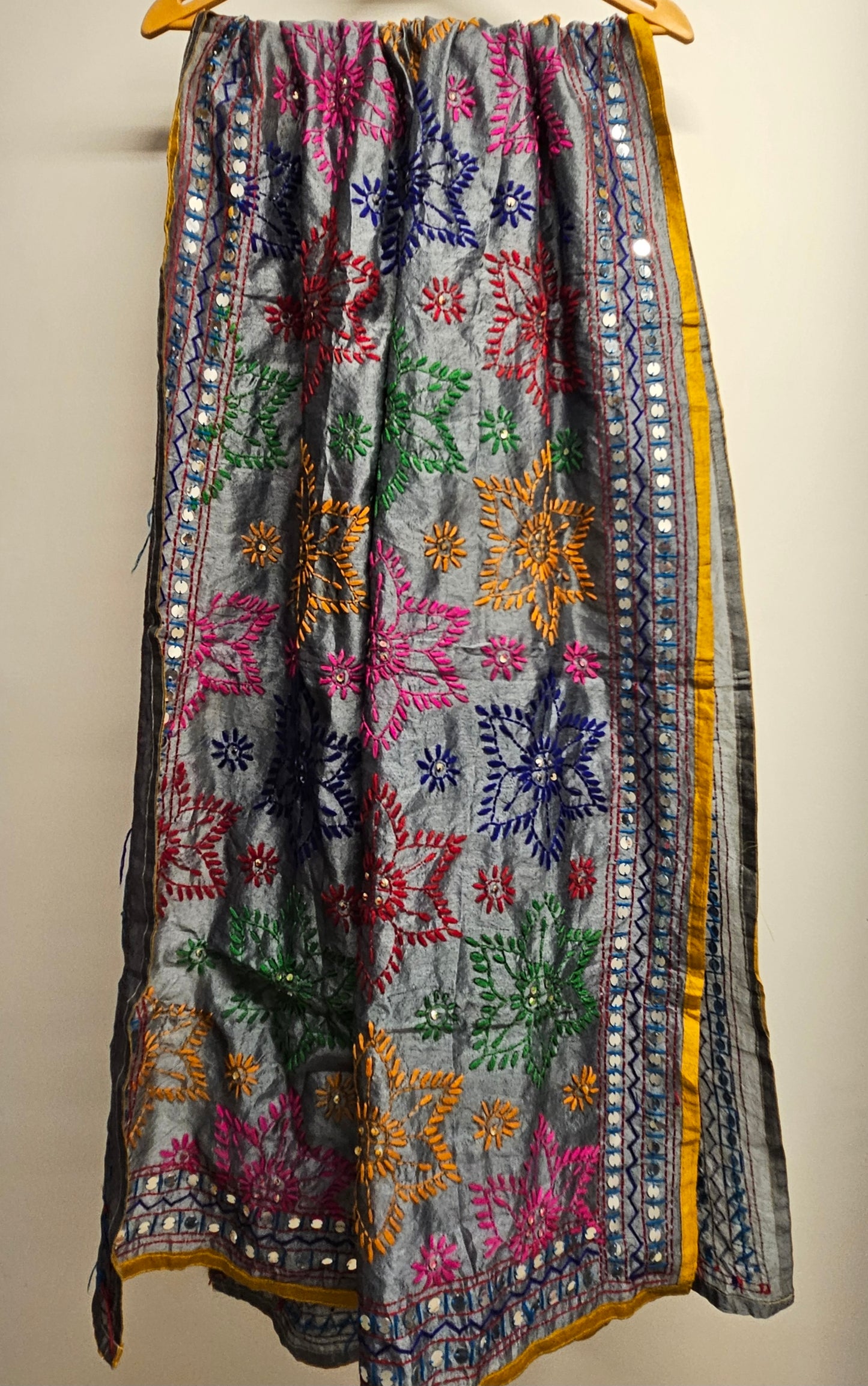 Chanderi silk phulkari dupatta