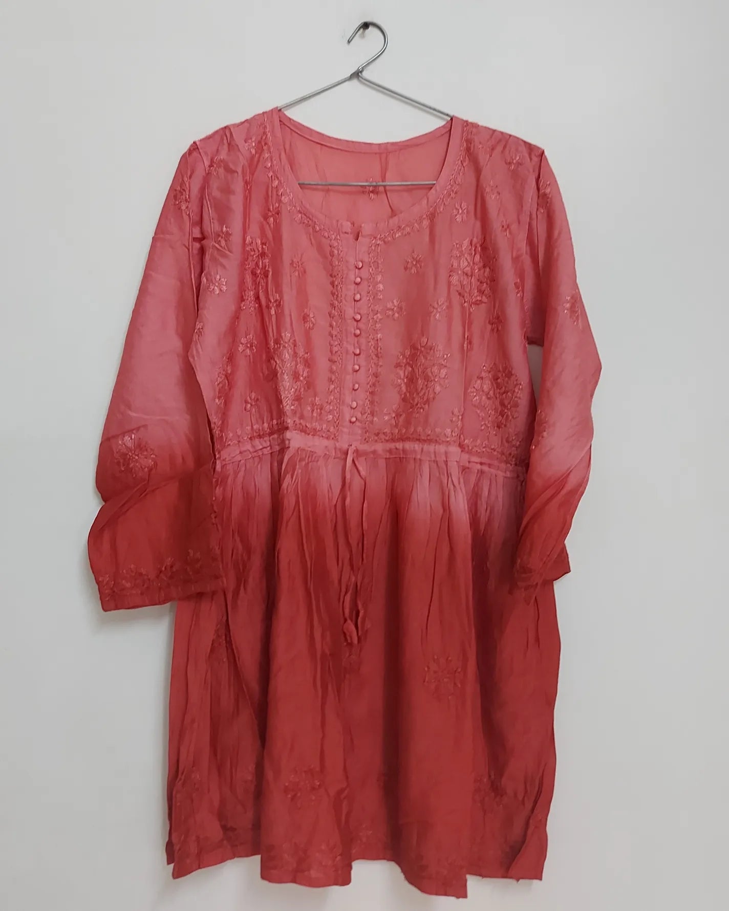 Ombre chanderi chikan frock