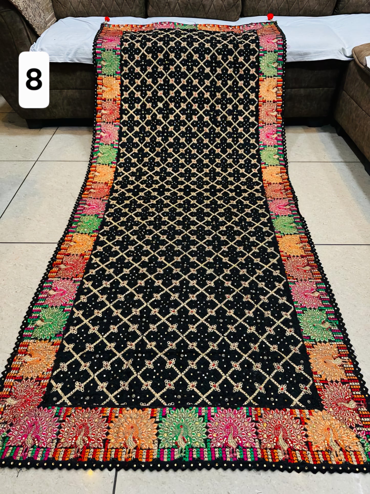 Black festive phulkari dupattas